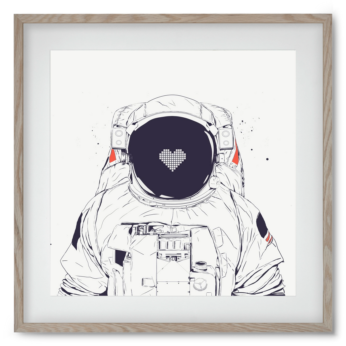 Astronaut love, 50x50 cm (40x40 cm), Tölgy keret, paszpartuval