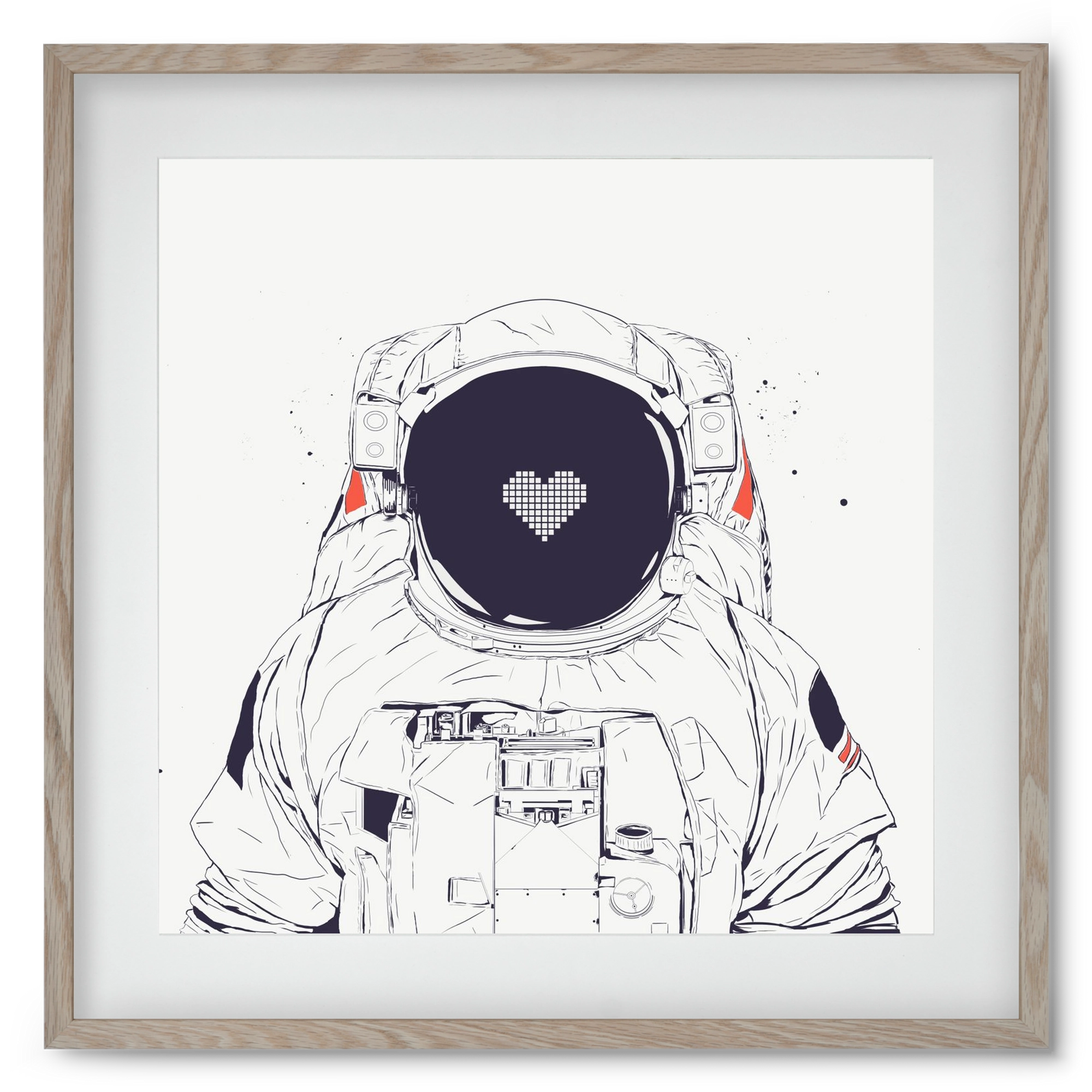Astronaut love, 50x50 cm (40x40 cm), Tölgy keret, paszpartuval