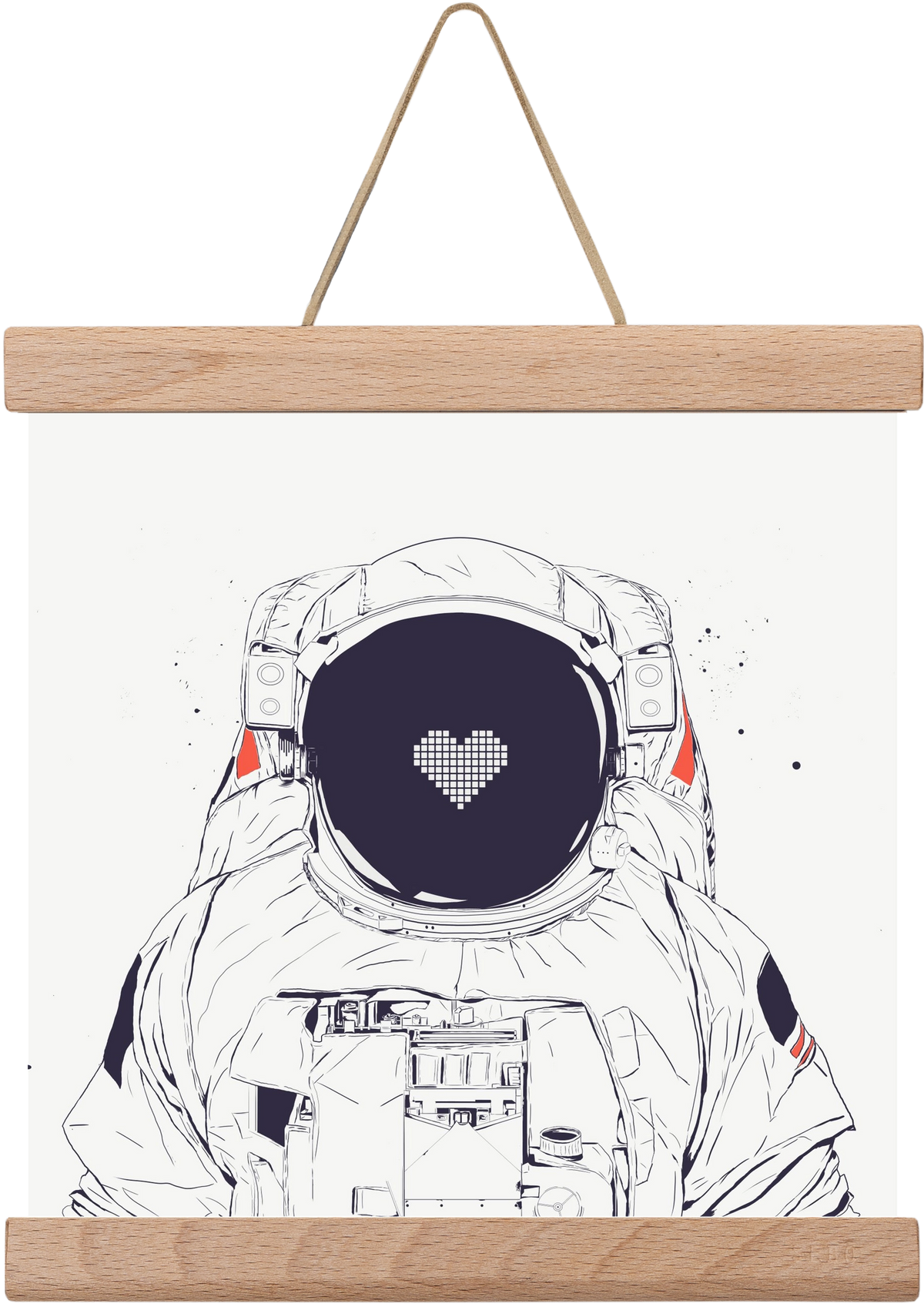 Astronaut love, 20x20 cm (20x20 cm), Tölgy akasztó