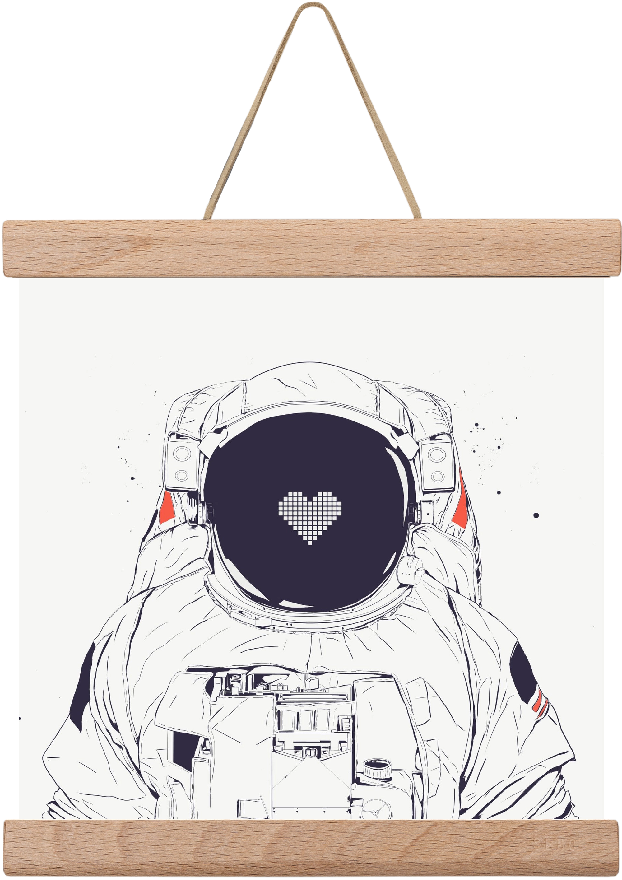Astronaut love, 20x20 cm (20x20 cm), Tölgy akasztó