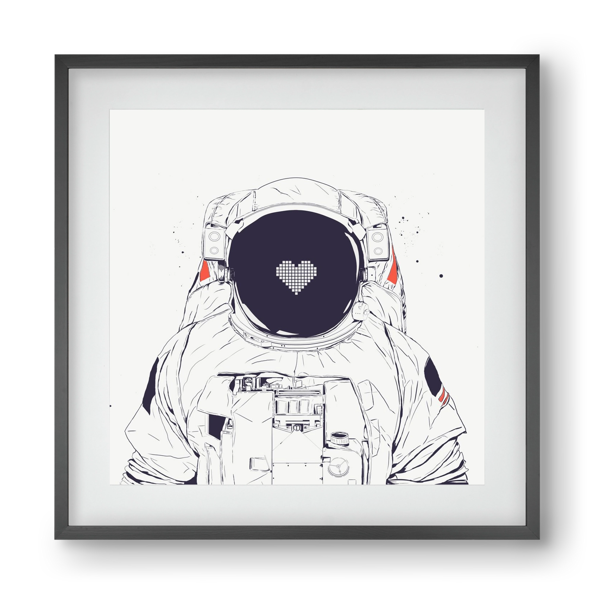 Astronaut love, 40x40 cm (30x30 cm), Fekete keret, paszpartuval