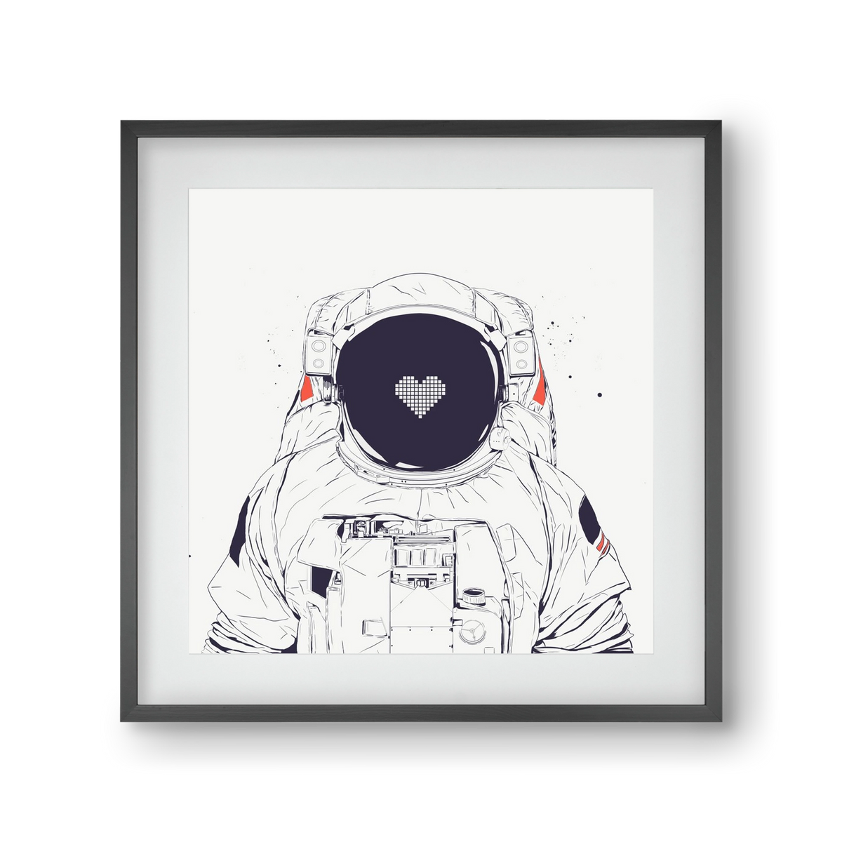 Astronaut love, 30x30 cm (20x20 cm), Fekete keret, paszpartuval