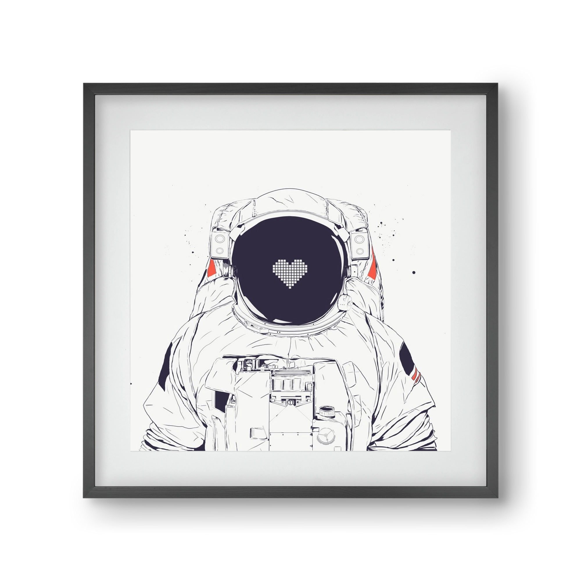 Astronaut love, 30x30 cm (20x20 cm), Fekete keret, paszpartuval