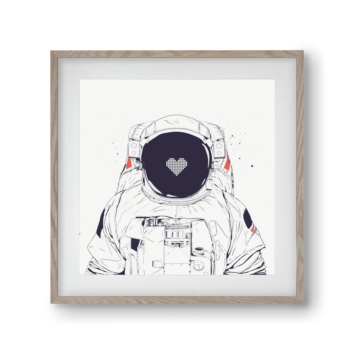 Astronaut love, 30x30 cm (20x20 cm), Tölgy keret, paszpartuval