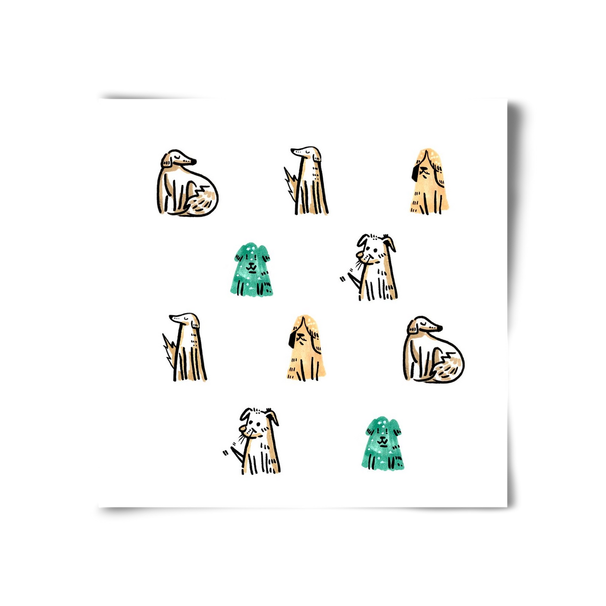 Kutyák, 30x30 cm, Keret nélkül