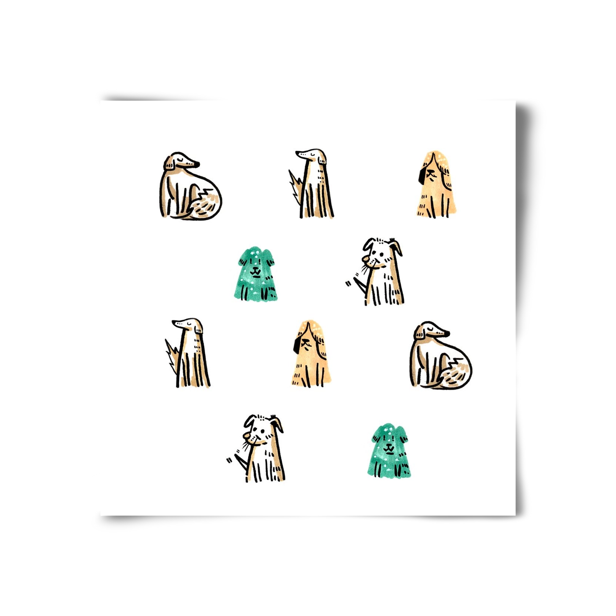 Kutyák, 30x30 cm, Keret nélkül