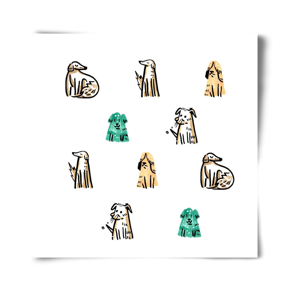 Kutyák, 40x40 cm, Keret nélkül