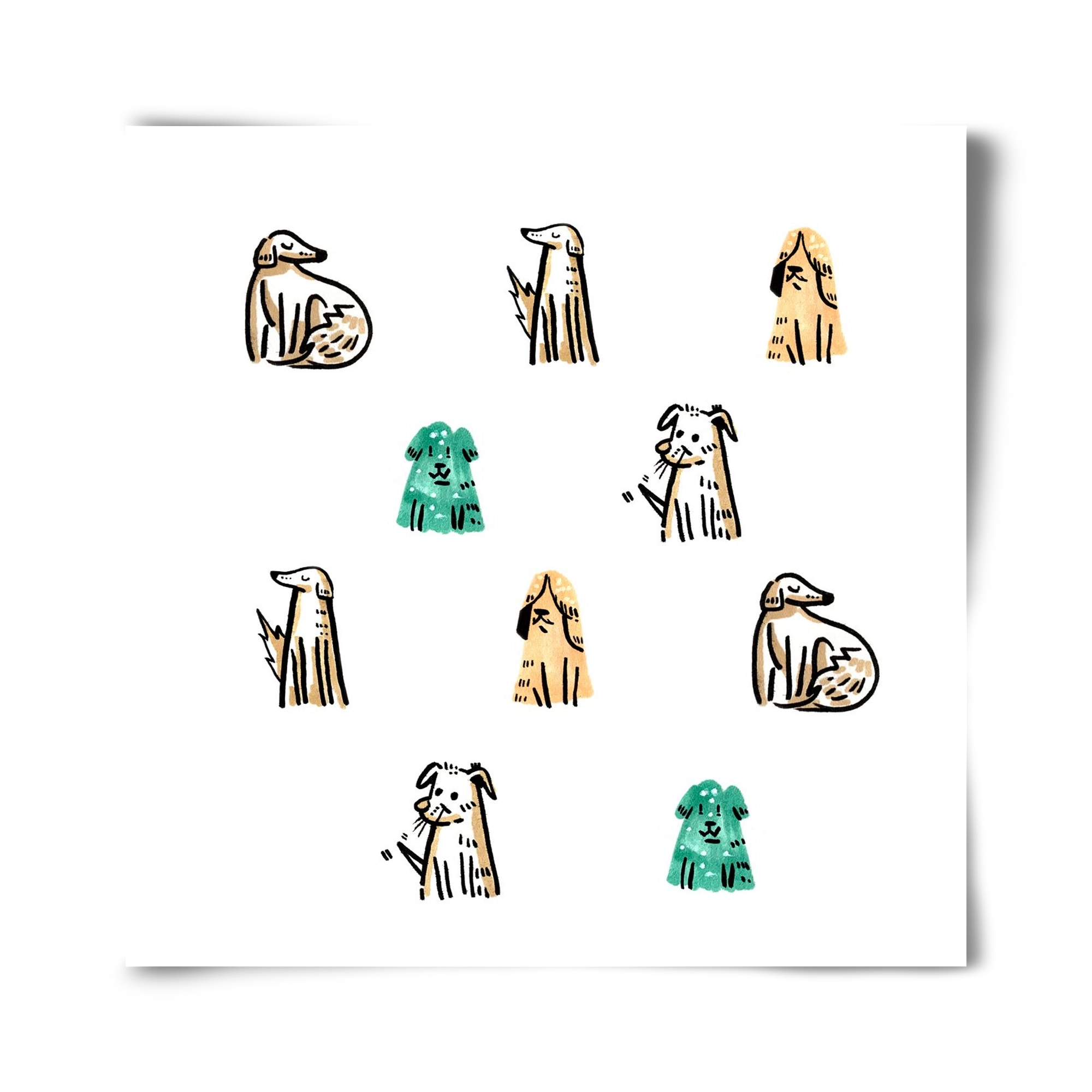 Kutyák, 40x40 cm, Keret nélkül