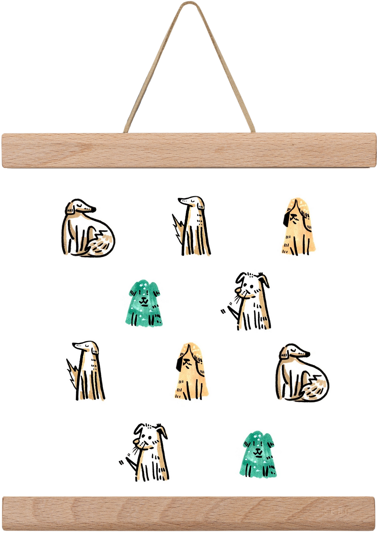 Kutyák, 20x20 cm (20x20 cm), Tölgy akasztó