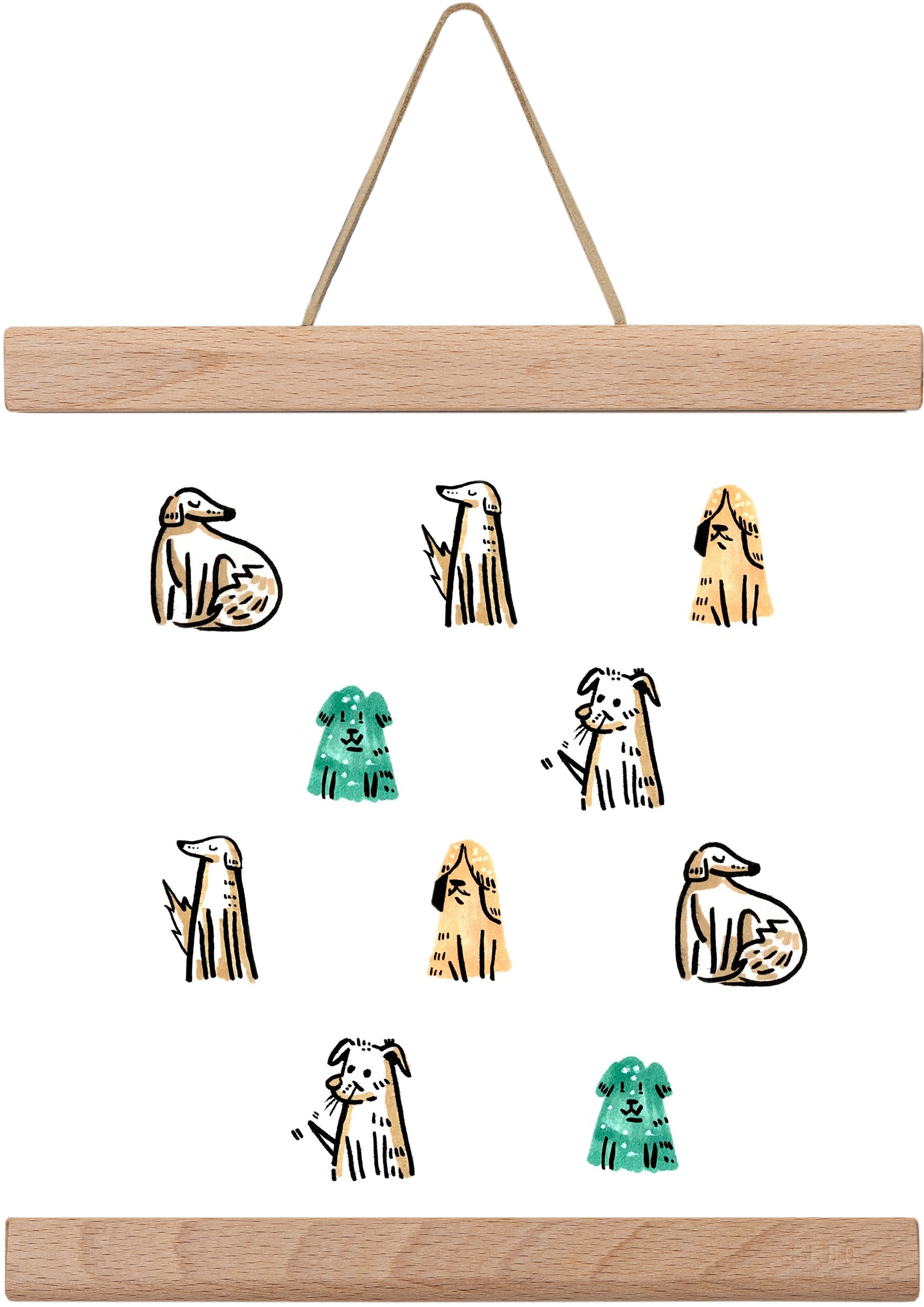 Kutyák, 20x20 cm (20x20 cm), Tölgy akasztó