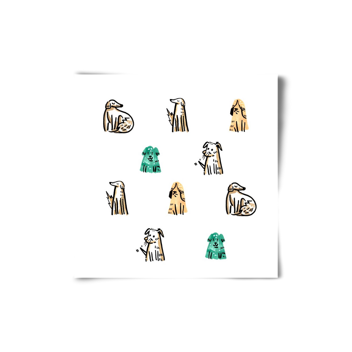 Kutyák, 20x20 cm, Keret nélkül