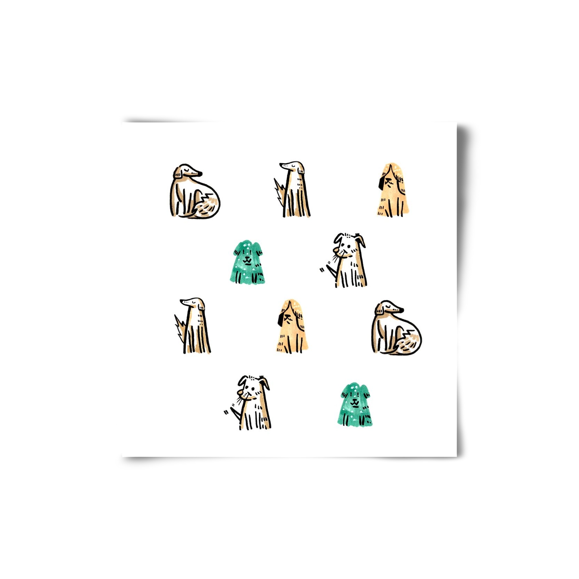 Kutyák, 20x20 cm, Keret nélkül