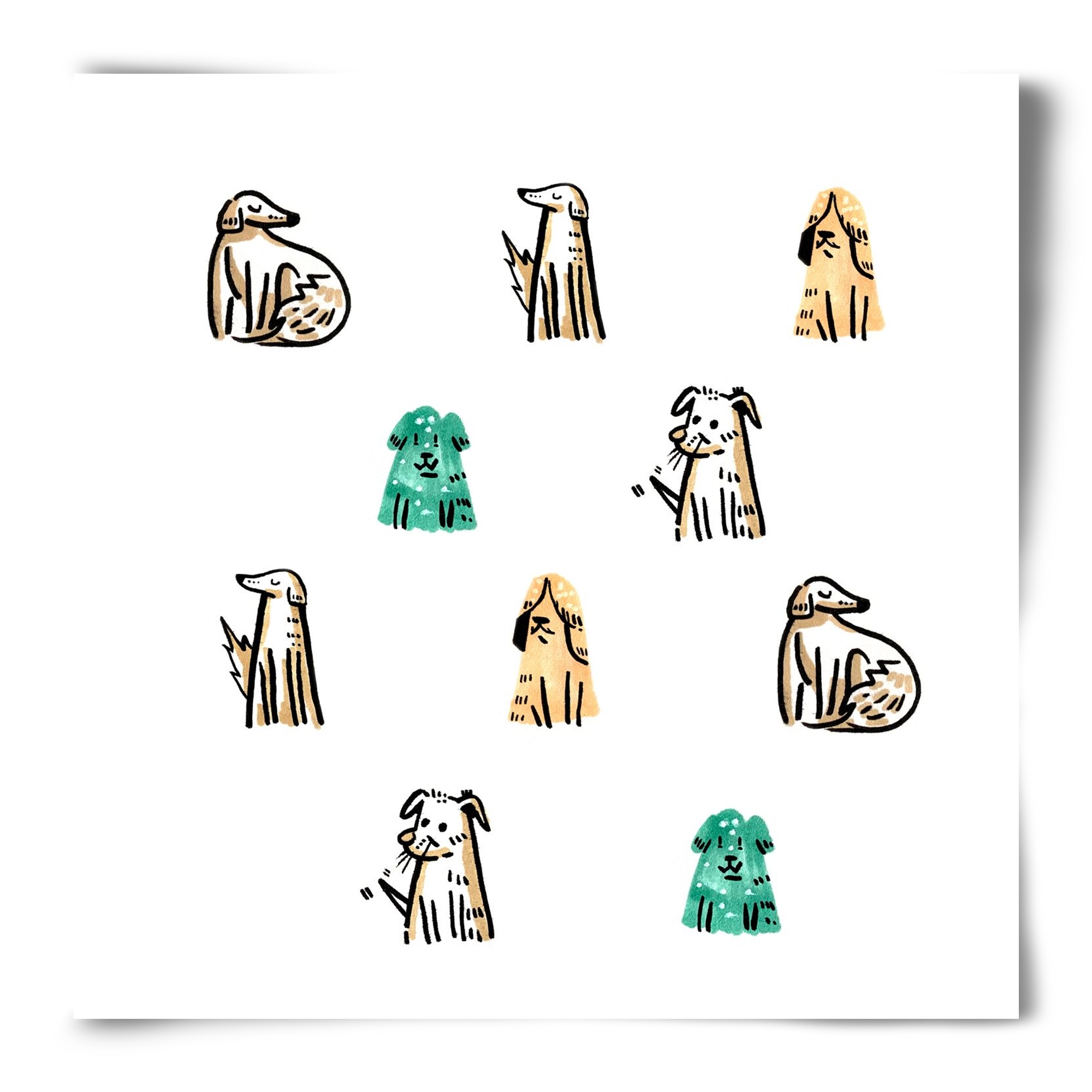 Kutyák, 50x50 cm, Keret nélkül