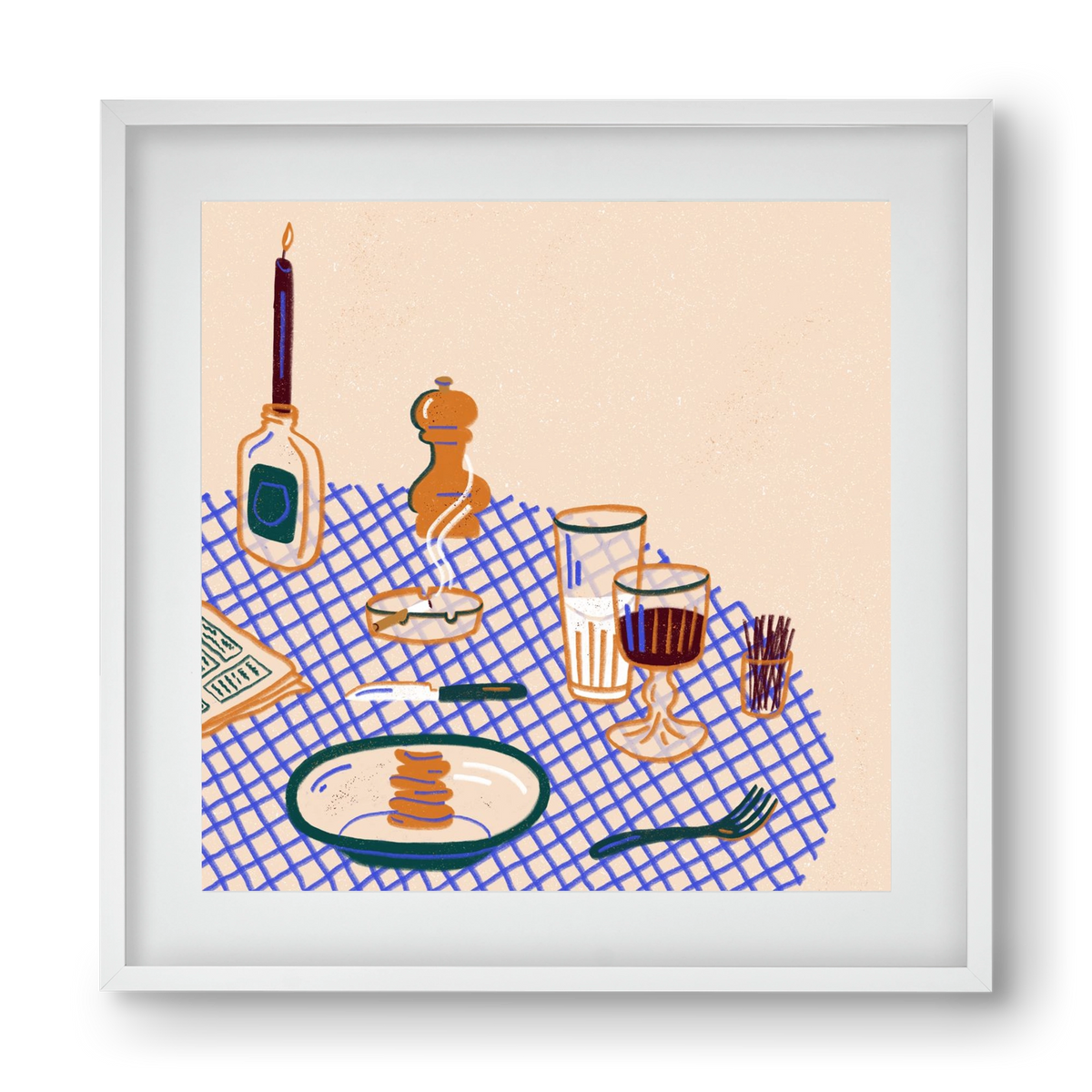 Tabletop, 40x40 cm (30x30 cm), Fehér keret, paszpartuval