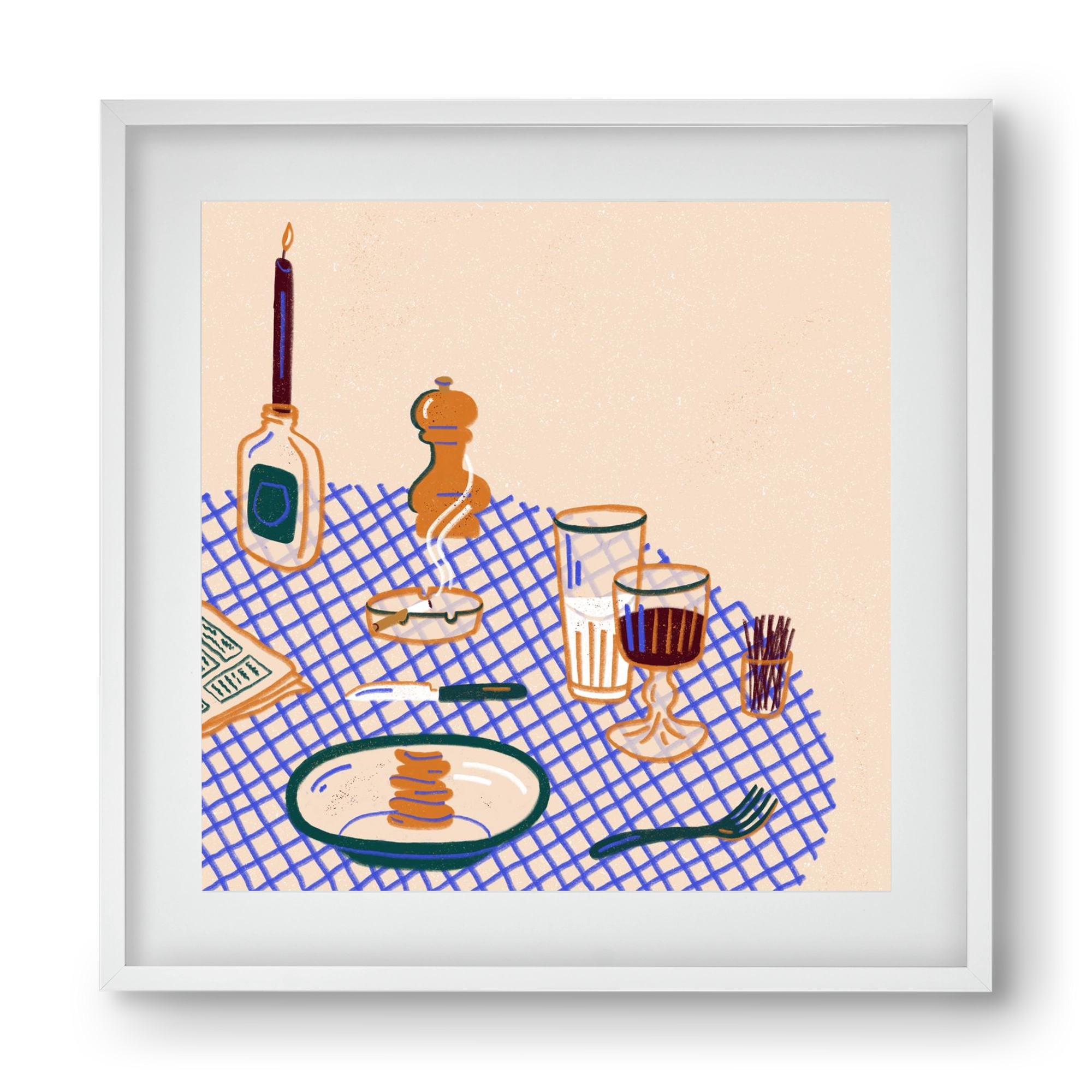 Tabletop, 40x40 cm (30x30 cm), Fehér keret, paszpartuval