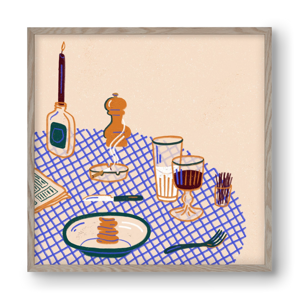 Tabletop, 40x40 cm (40x40 cm), Tölgy keret