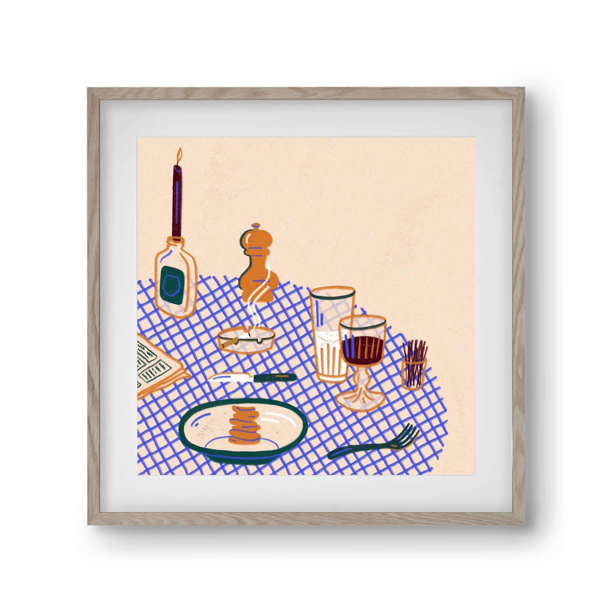 Tabletop, 30x30 cm (20x20 cm), Tölgy keret, paszpartuval