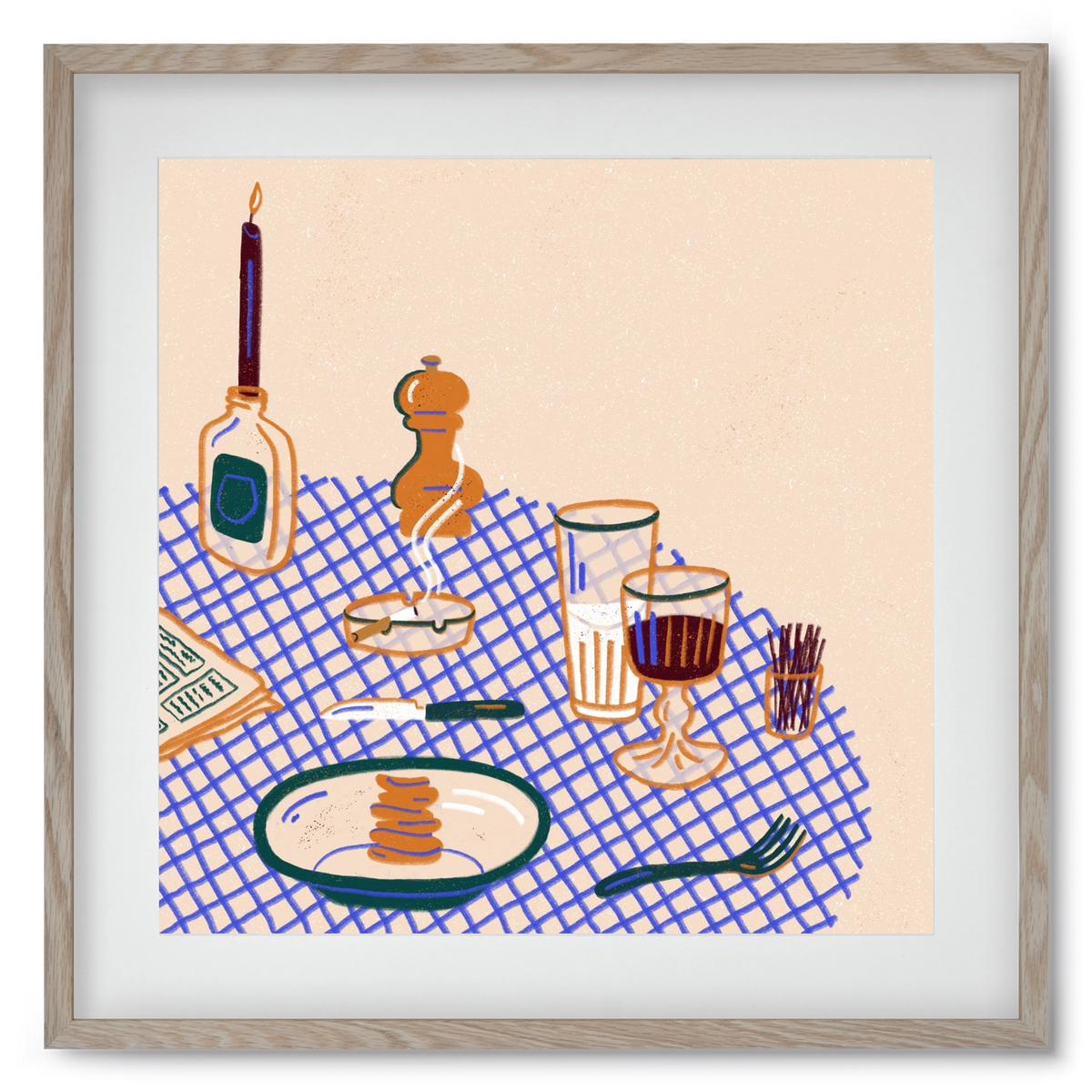 Tabletop, 50x50 cm (40x40 cm), Tölgy keret, paszpartuval