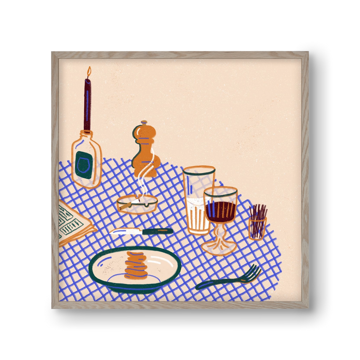 Tabletop, 30x30 cm (30x30 cm), Tölgy keret