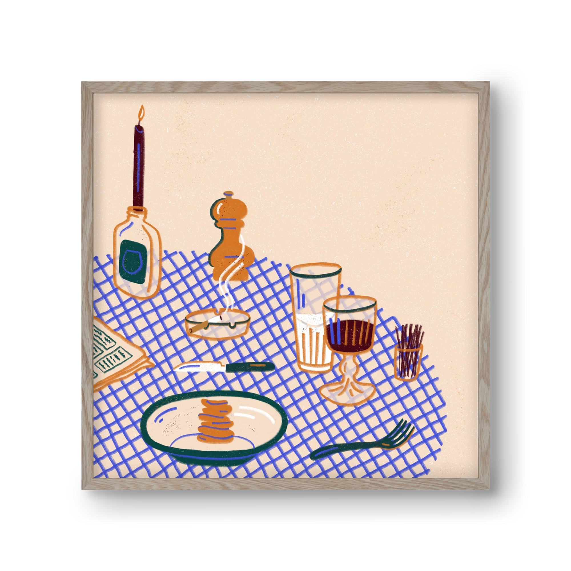 Tabletop, 30x30 cm (30x30 cm), Tölgy keret