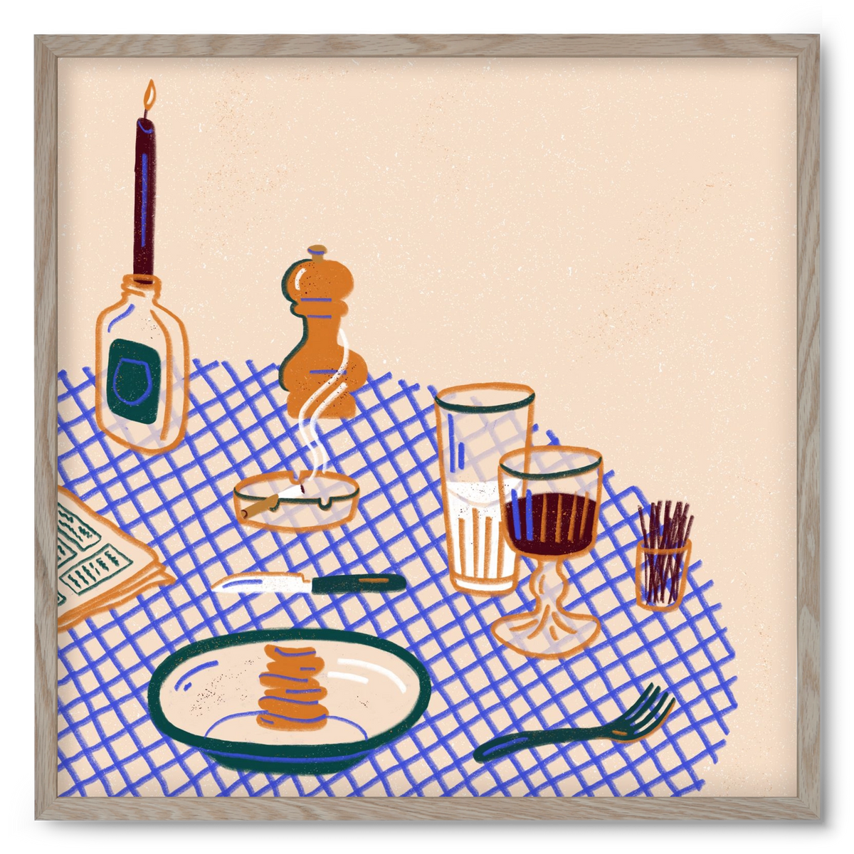 Tabletop, 50x50 cm (50x50 cm), Tölgy keret