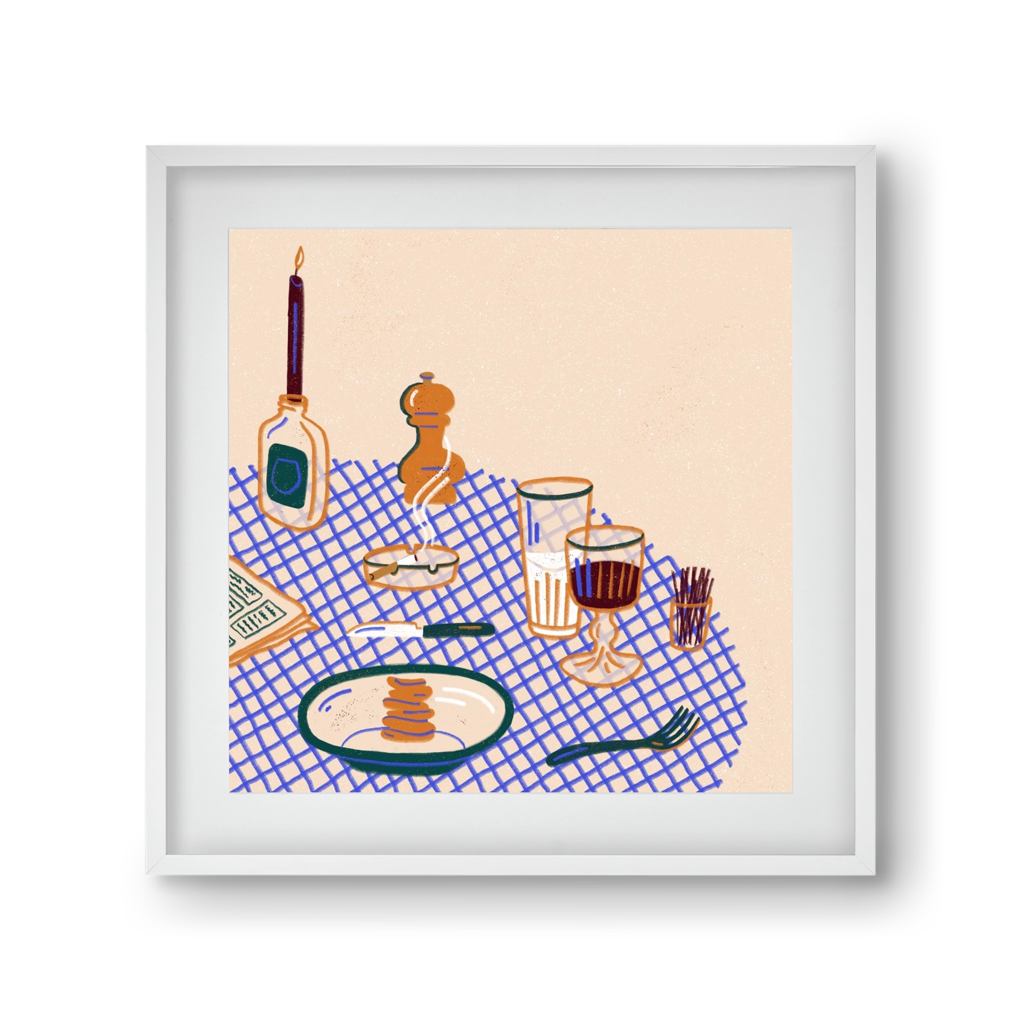 Tabletop, 30x30 cm (20x20 cm), Fehér keret, paszpartuval