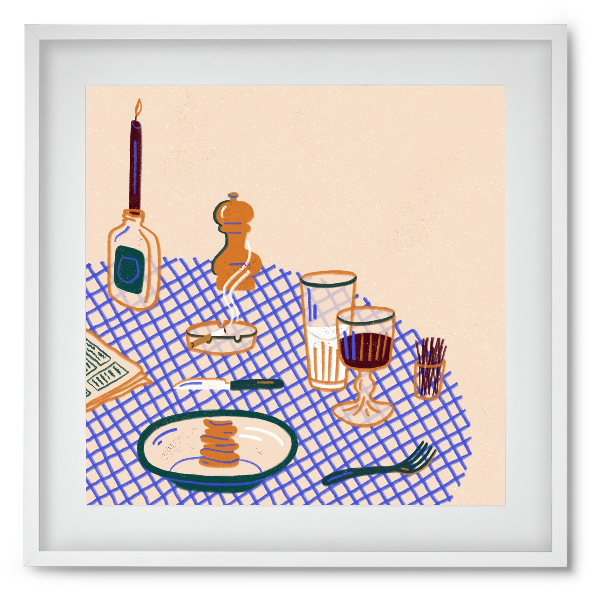 Tabletop, 50x50 cm (40x40 cm), Fehér keret, paszpartuval