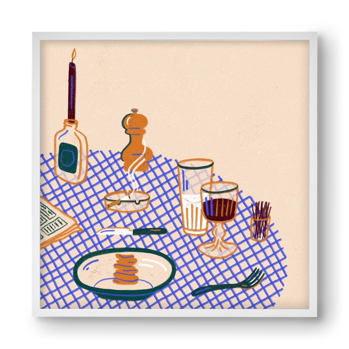 Tabletop, 40x40 cm (40x40 cm), Fehér keret