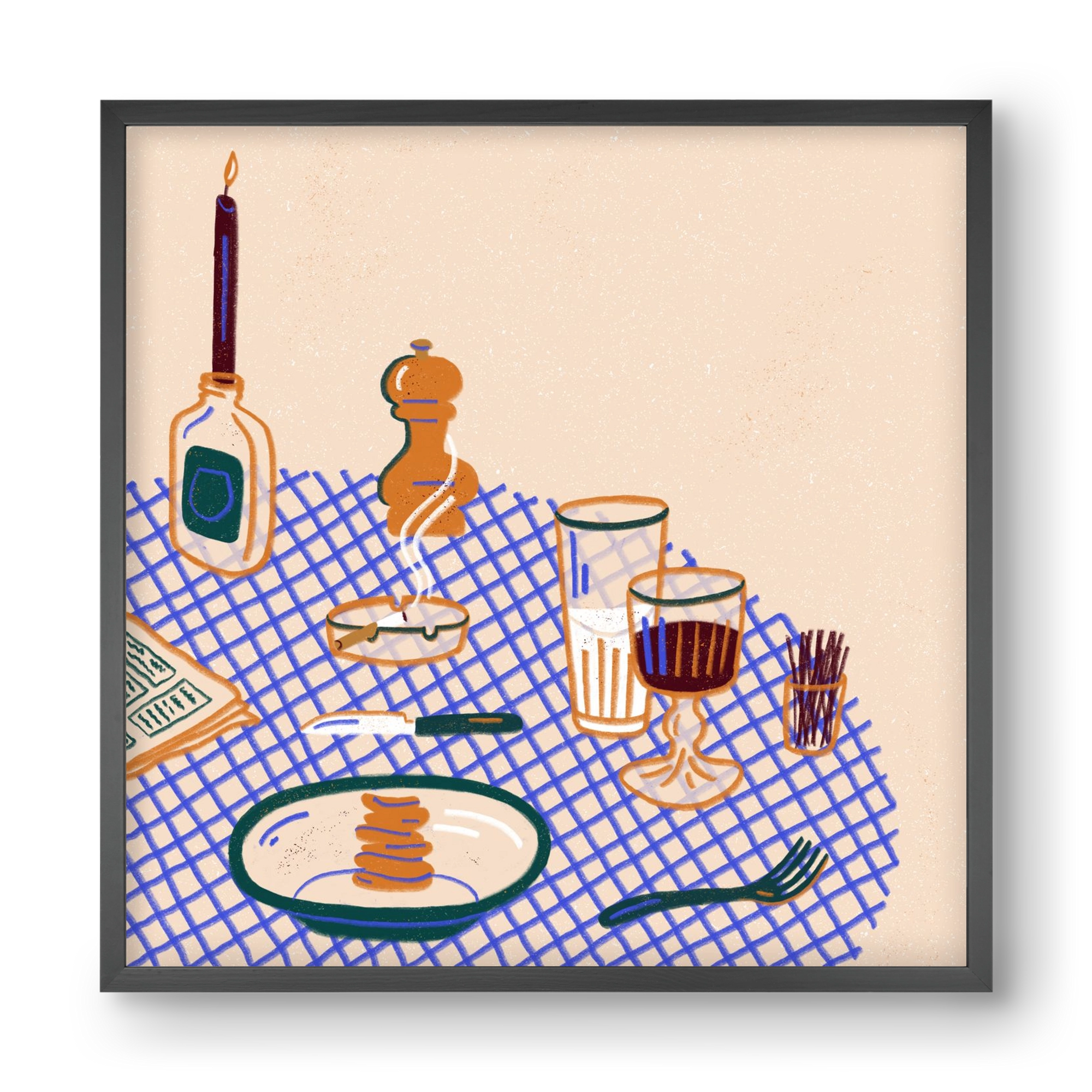 Tabletop, 40x40 cm (40x40 cm), Fekete keret