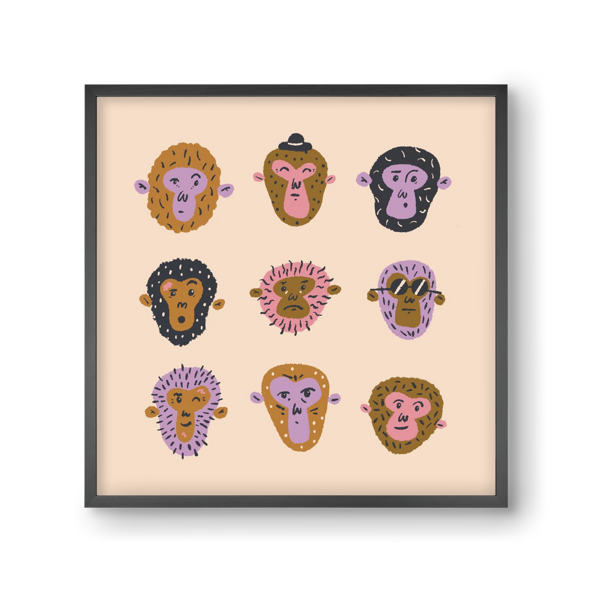 Monkey Gang, 30x30 cm (30x30 cm), Fekete keret