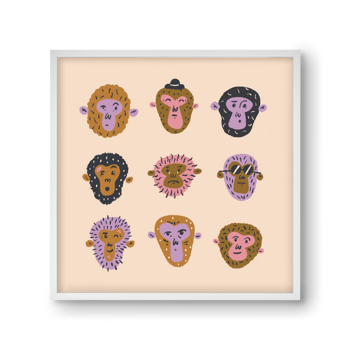 Monkey Gang, 30x30 cm (30x30 cm), Fehér keret