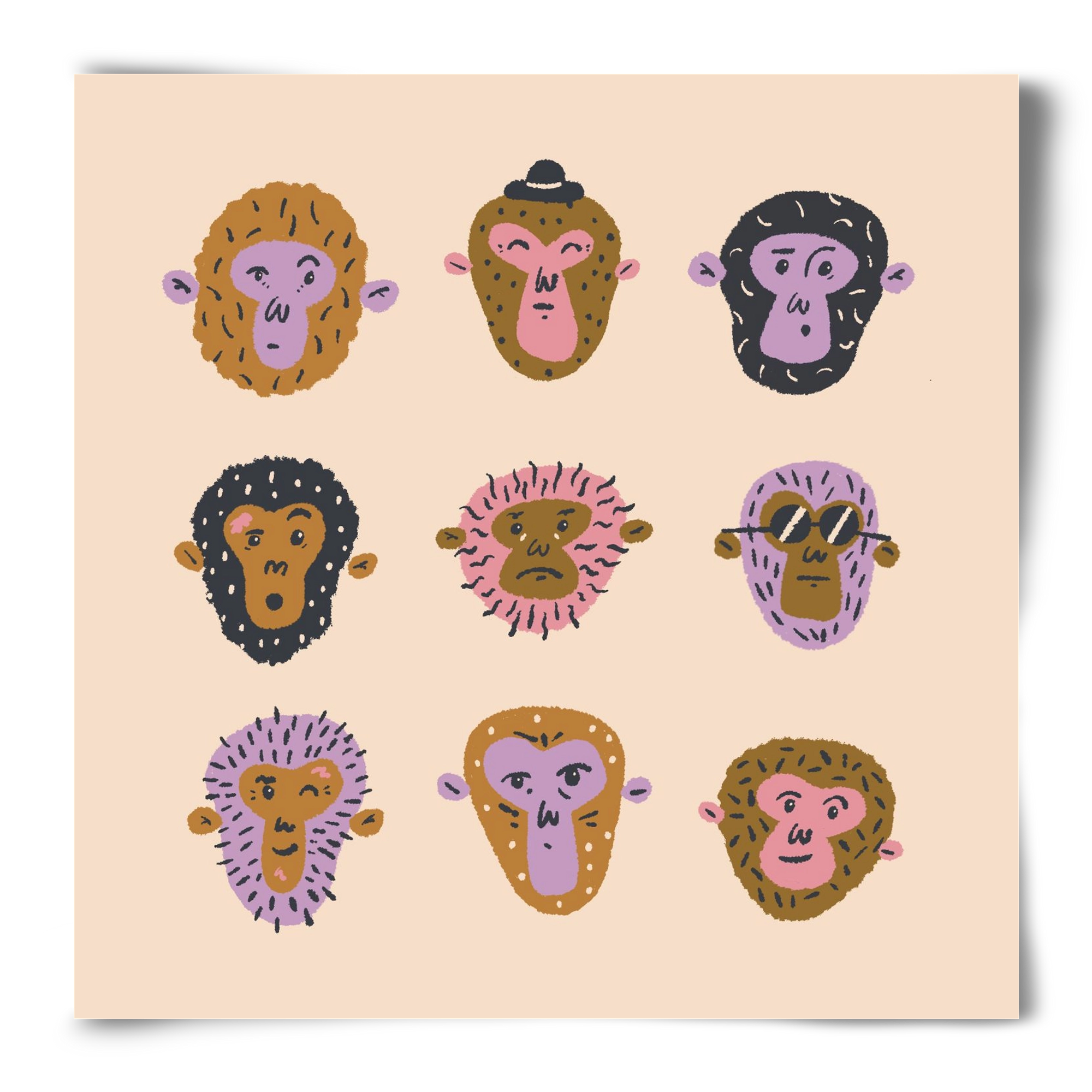 Monkey Gang, 50x50 cm, Keret nélkül