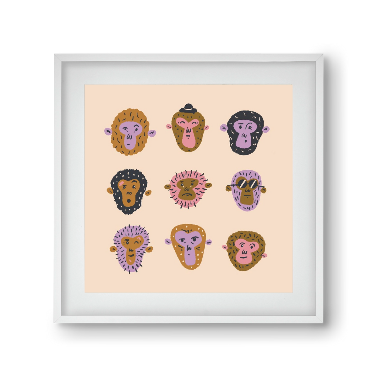 Monkey Gang, 30x30 cm (20x20 cm), Fehér keret, paszpartuval