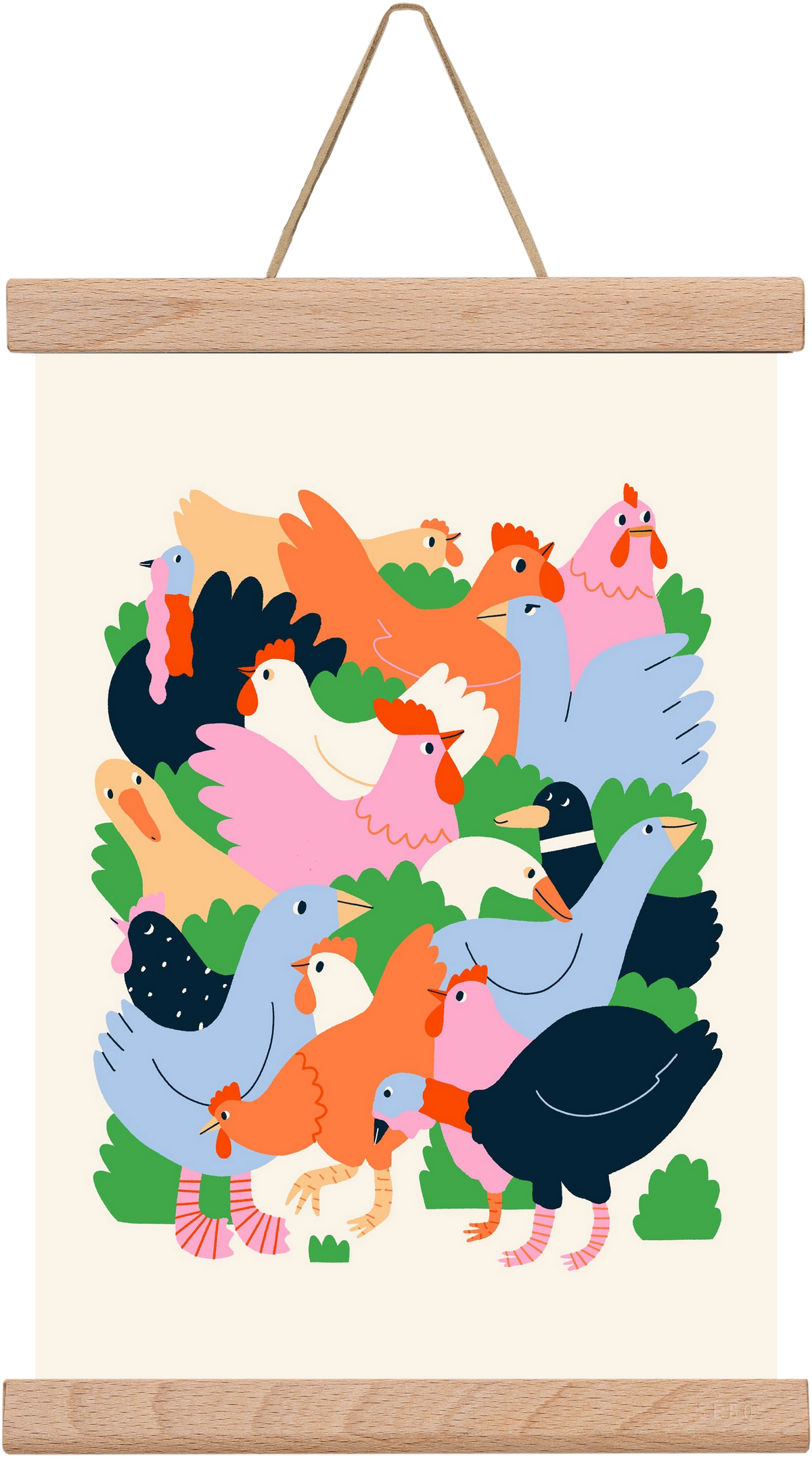 Happy Poultry Yard, 20x30 cm (20x30 cm), Tölgy akasztó