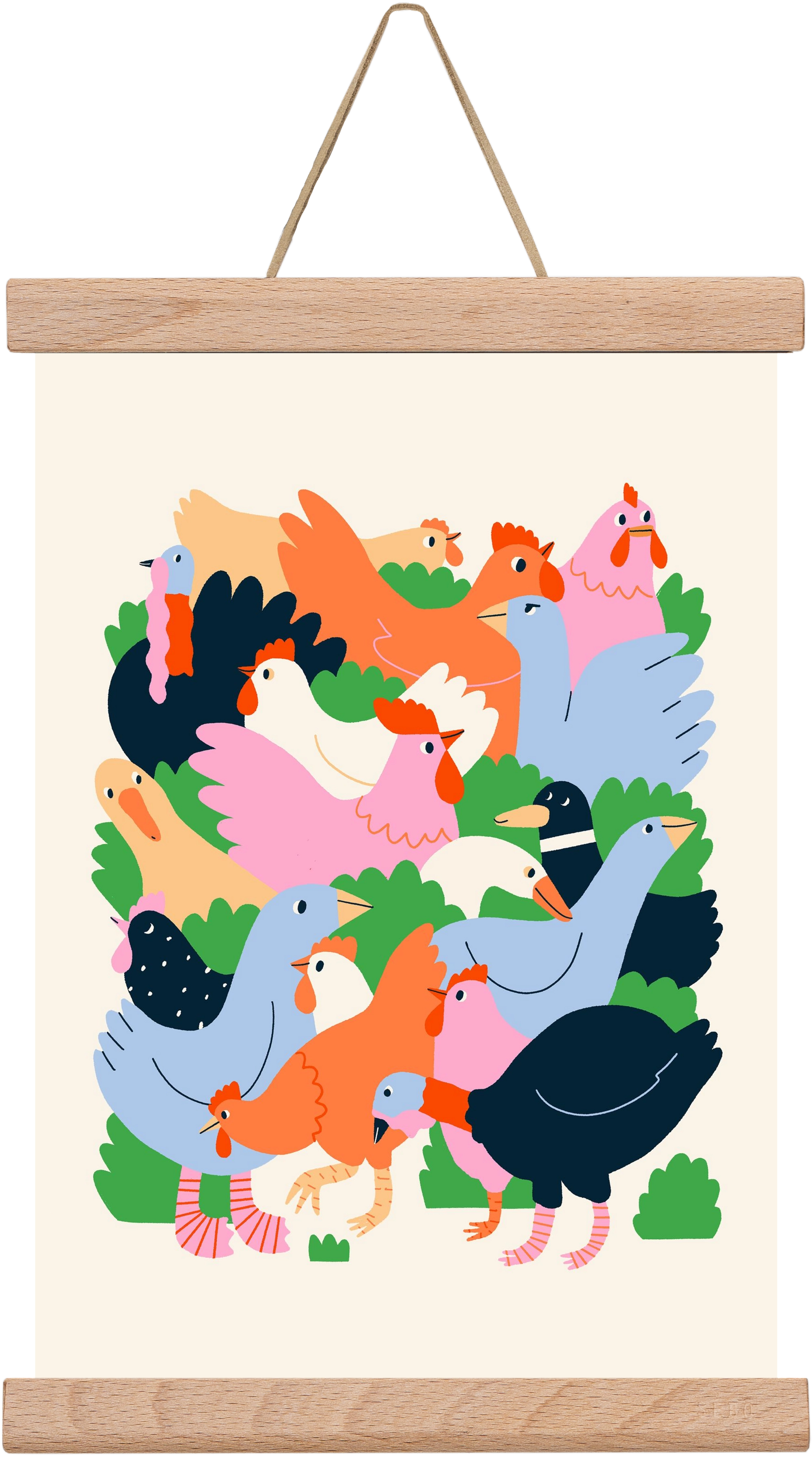 Happy Poultry Yard, 20x30 cm (20x30 cm), Tölgy akasztó