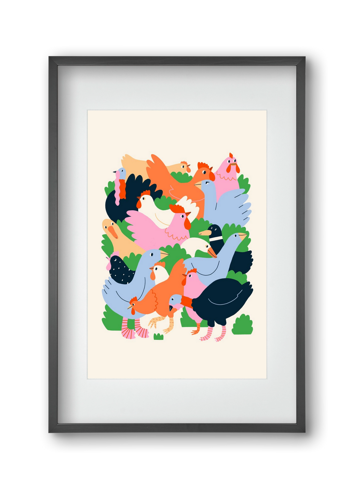 Happy Poultry Yard, 30x45 cm (20x30 cm), Fekete keret, paszpartuval