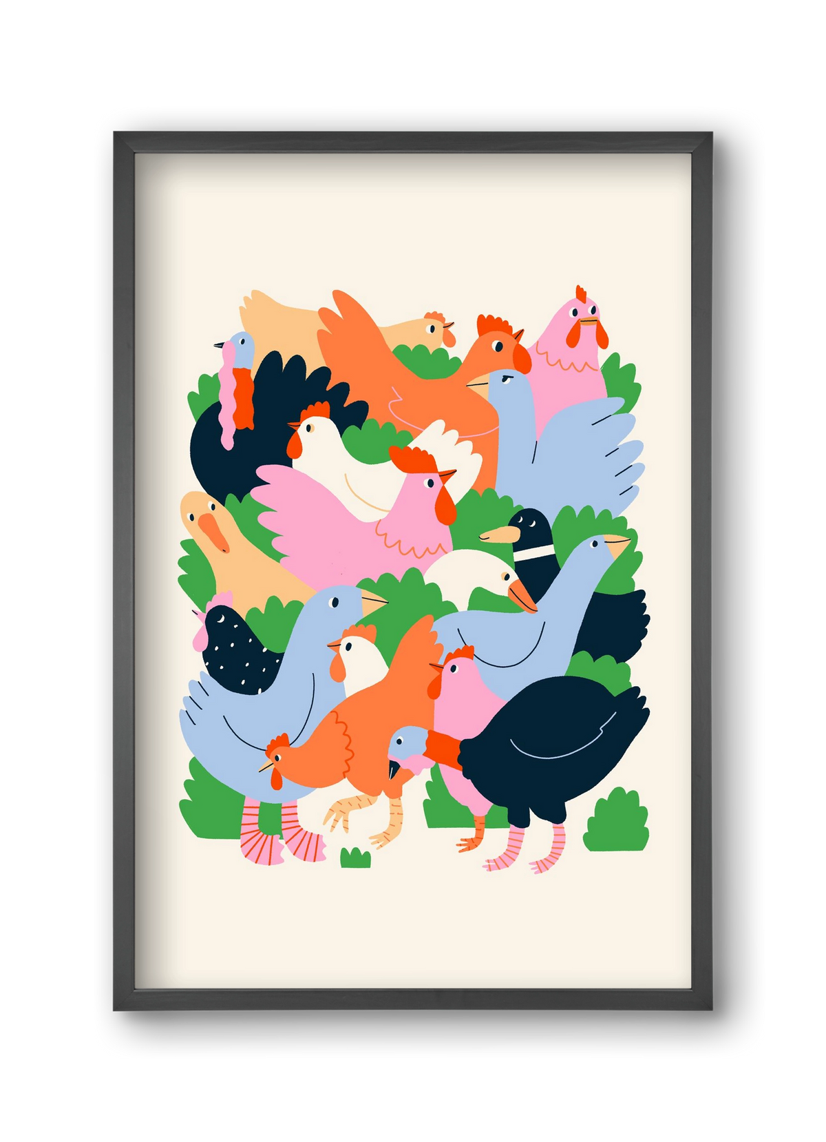 Happy Poultry Yard, 30x45 cm (30x45 cm), Fekete keret