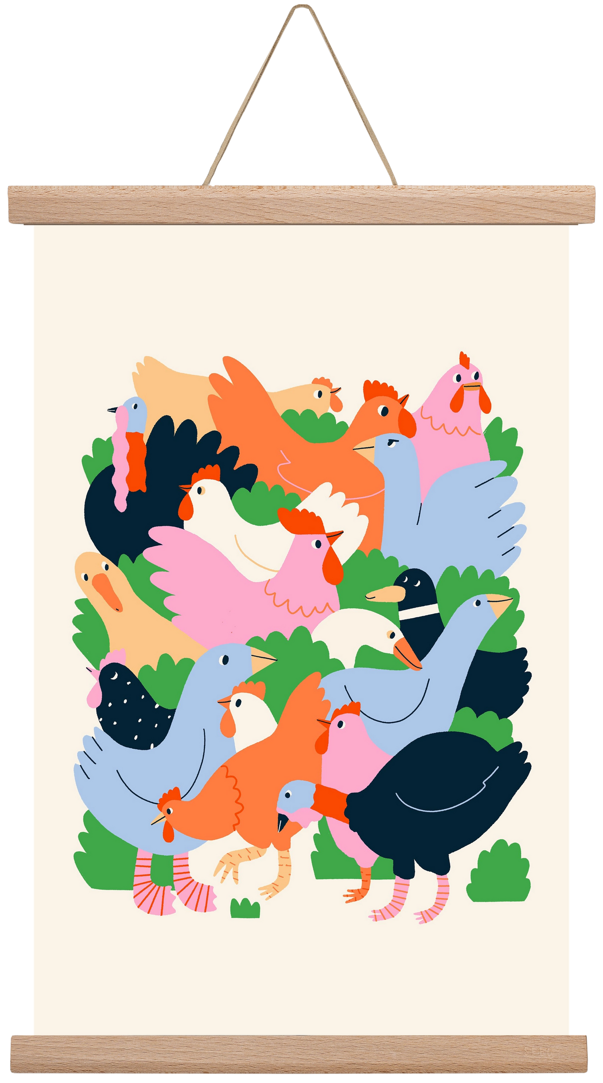 Happy Poultry Yard, 30x45 cm (30x45 cm), Tölgy akasztó