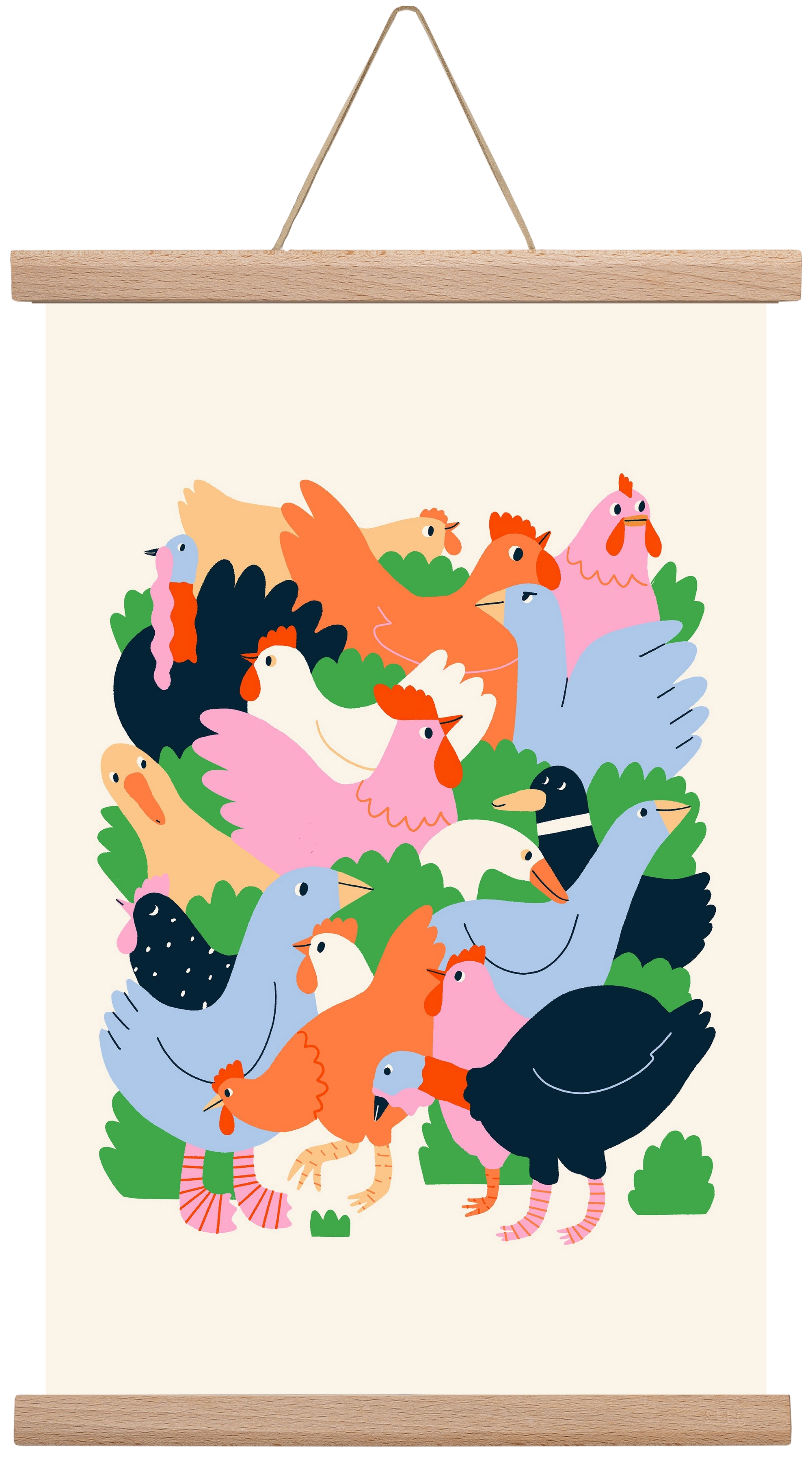 Happy Poultry Yard, 30x45 cm (30x45 cm), Tölgy akasztó