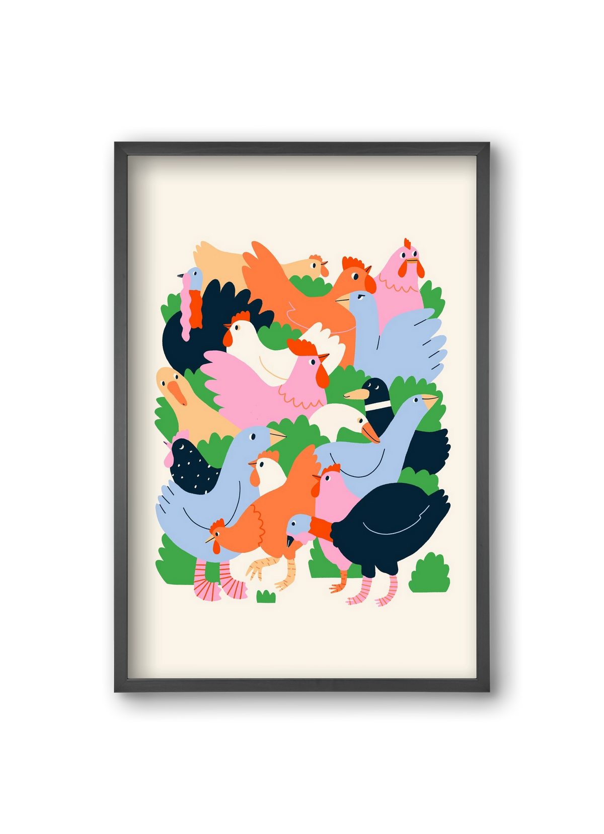 Happy Poultry Yard, 20x30 cm (20x30 cm), Fekete keret