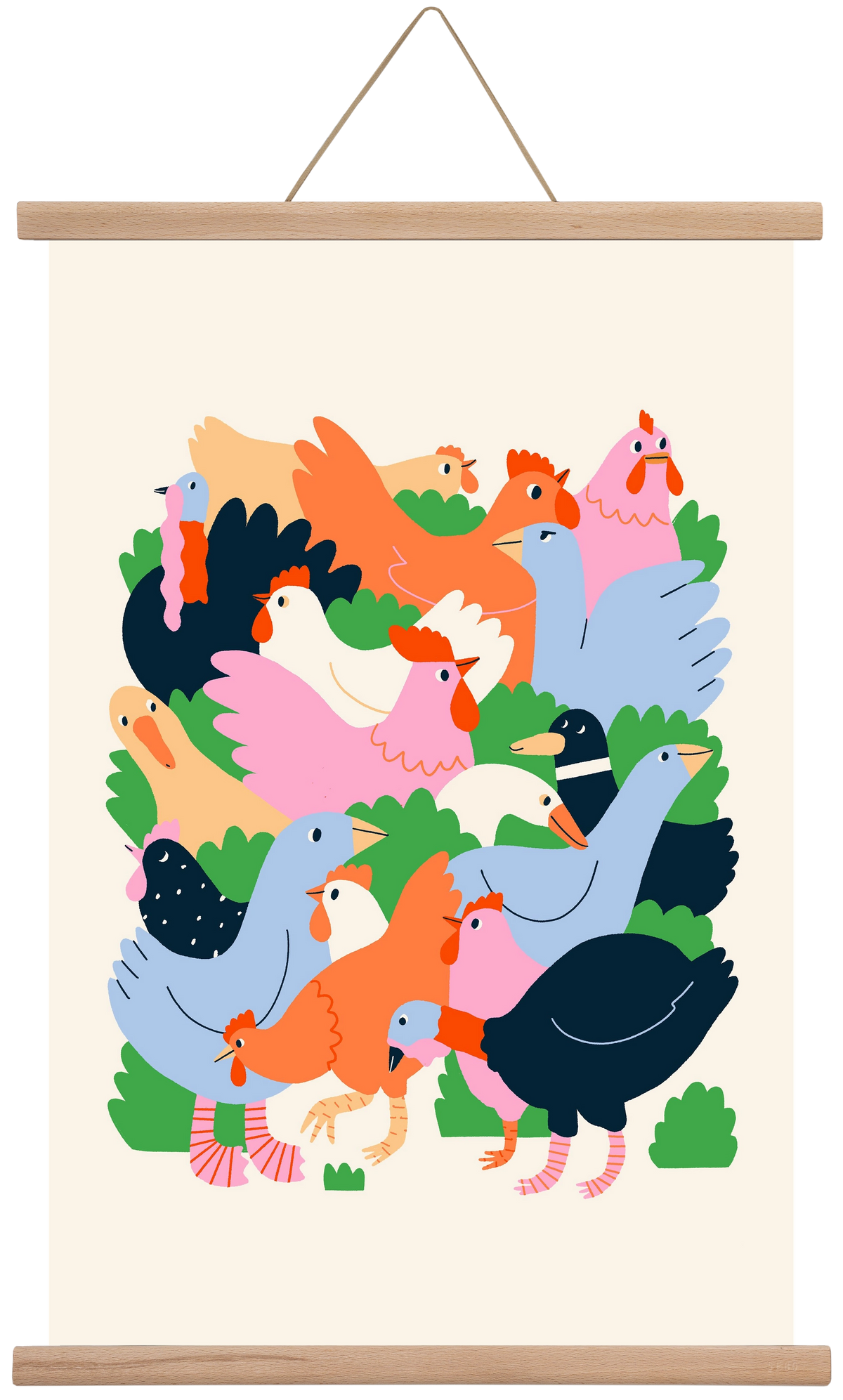 Happy Poultry Yard, 40x60 cm (40x60 cm), Tölgy akasztó