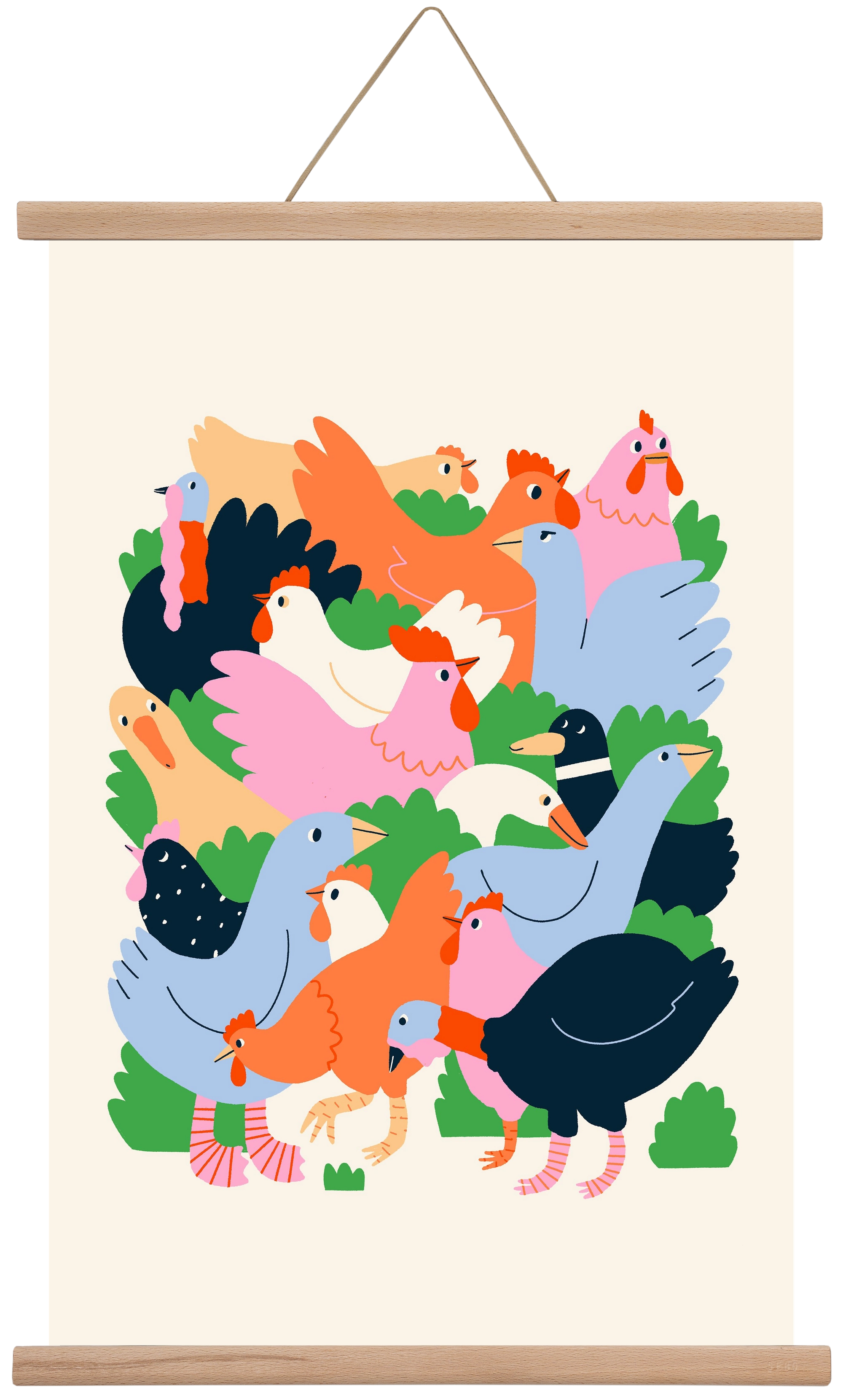 Happy Poultry Yard, 40x60 cm (40x60 cm), Tölgy akasztó