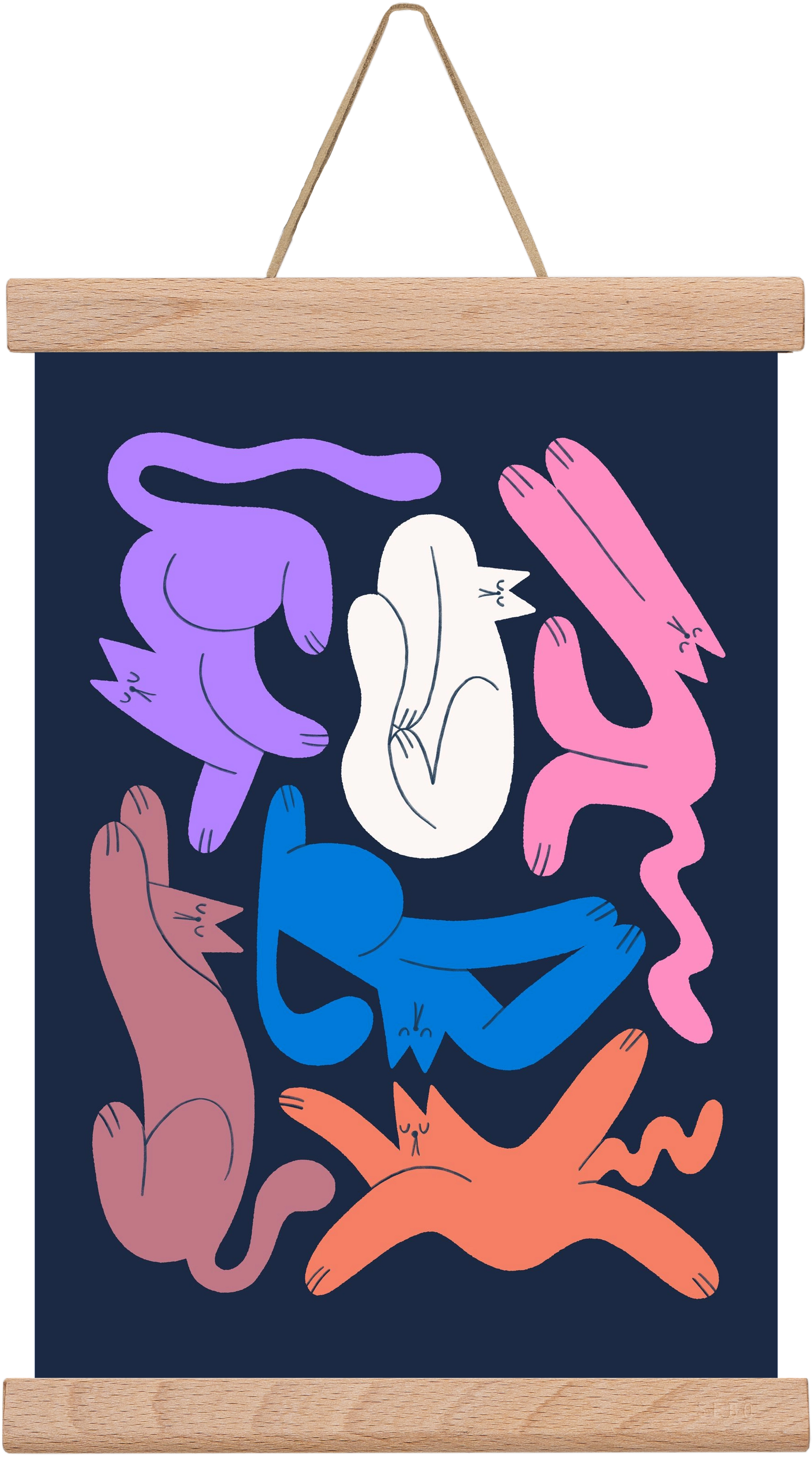 Funky Cats, 20x30 cm (20x30 cm), Tölgy akasztó