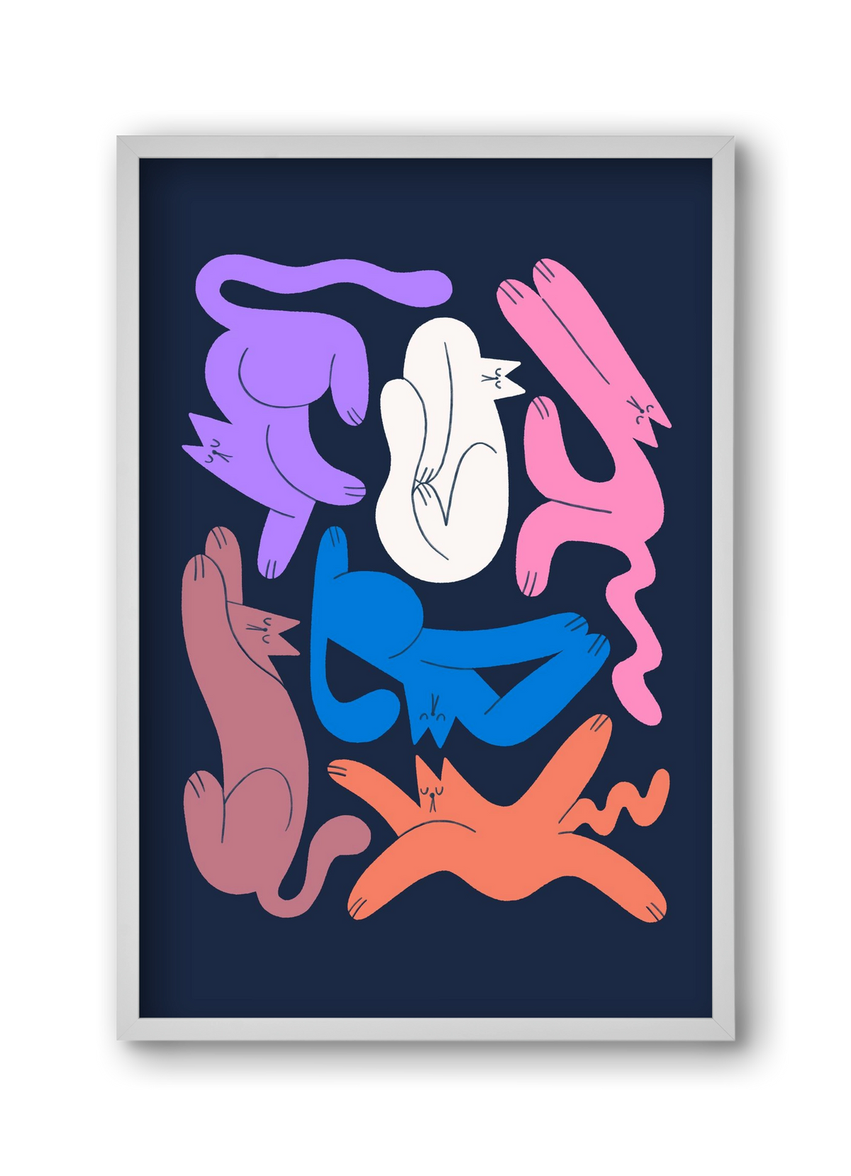 Funky Cats, 30x45 cm (30x45 cm), Fehér keret