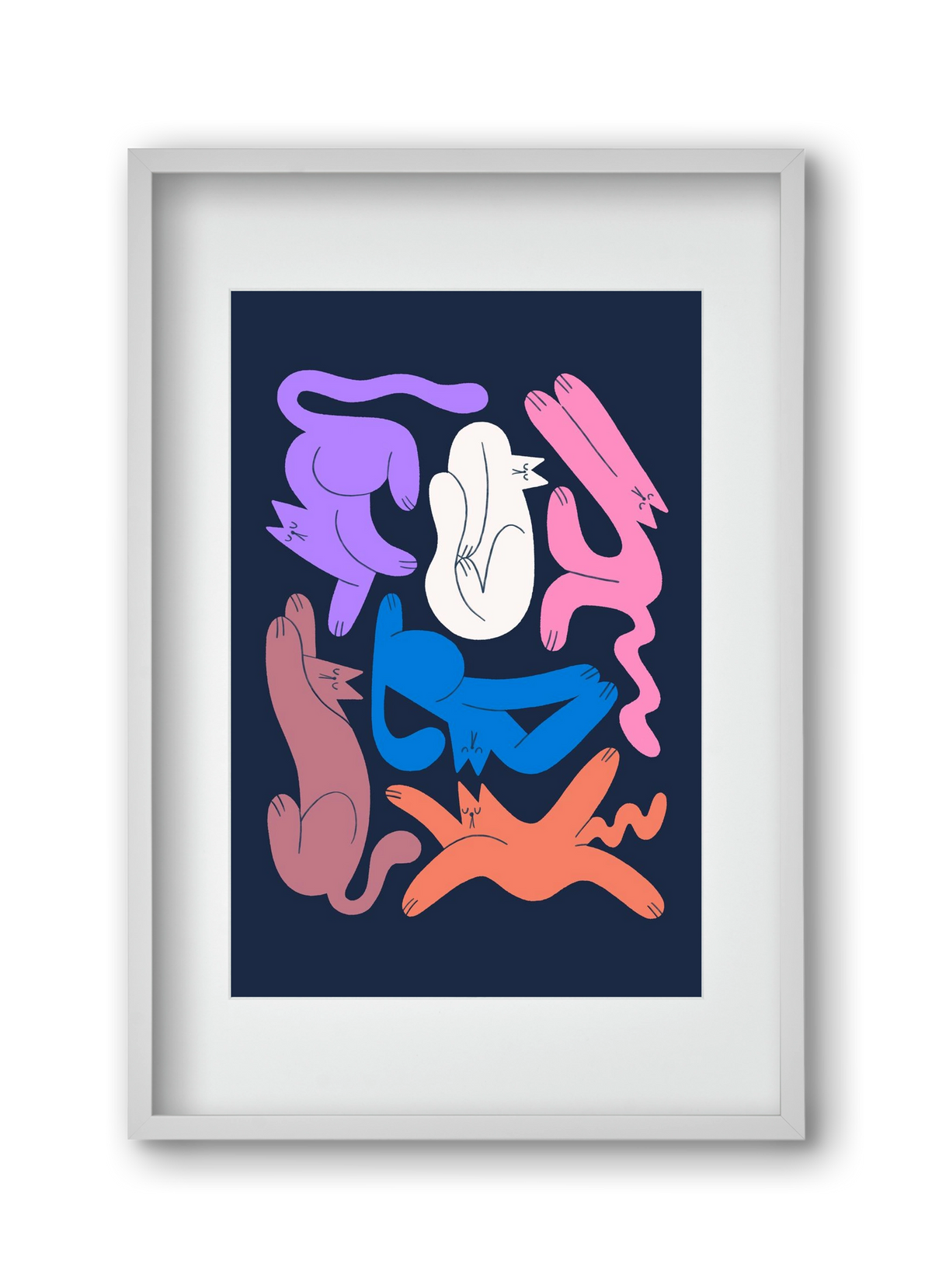 Funky Cats, 30x45 cm (20x30 cm), Fehér keret, paszpartuval