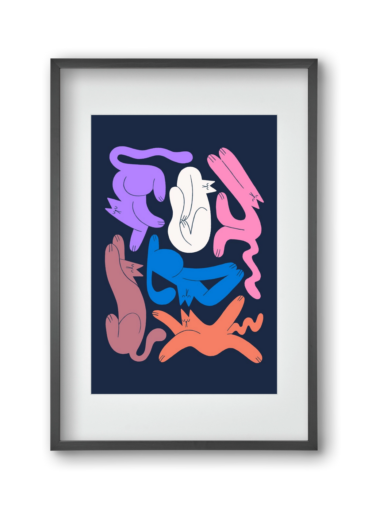 Funky Cats, 30x45 cm (20x30 cm), Fekete keret, paszpartuval