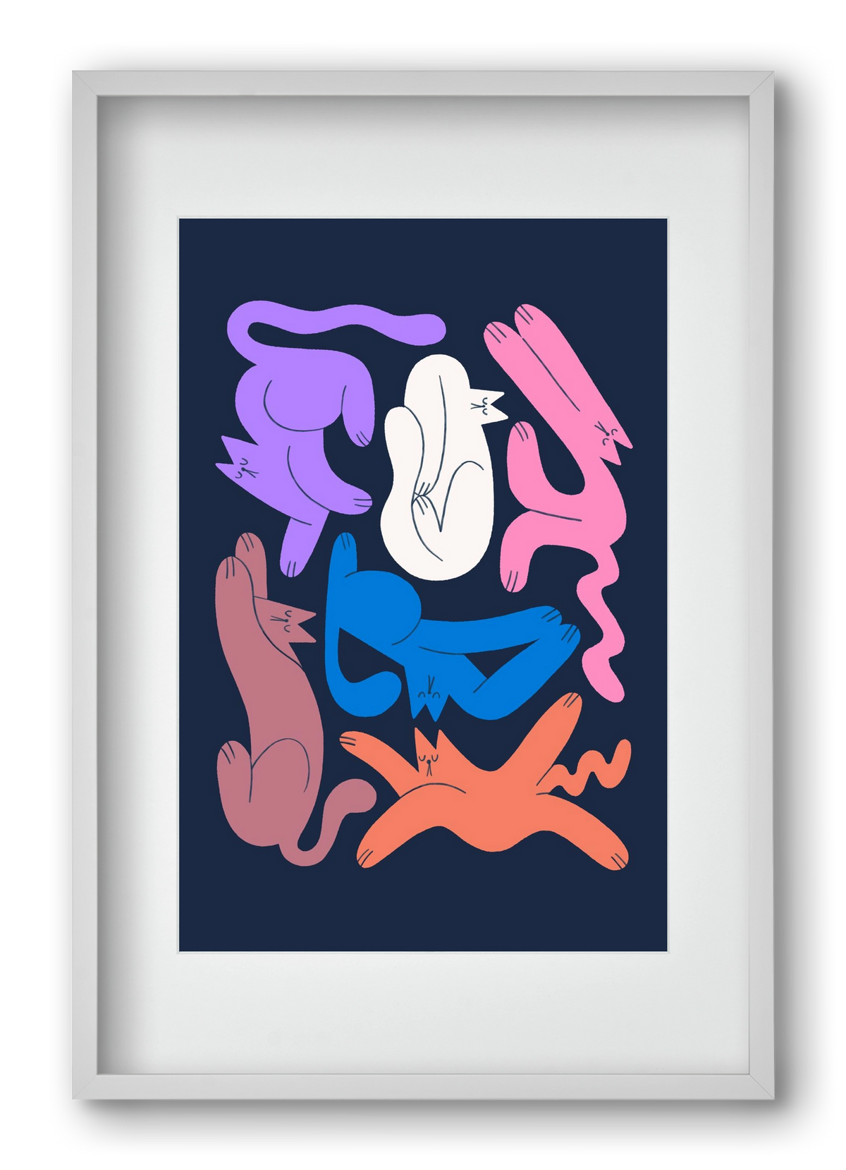 Funky Cats, 40x60 cm (30x45 cm), Fehér keret, paszpartuval