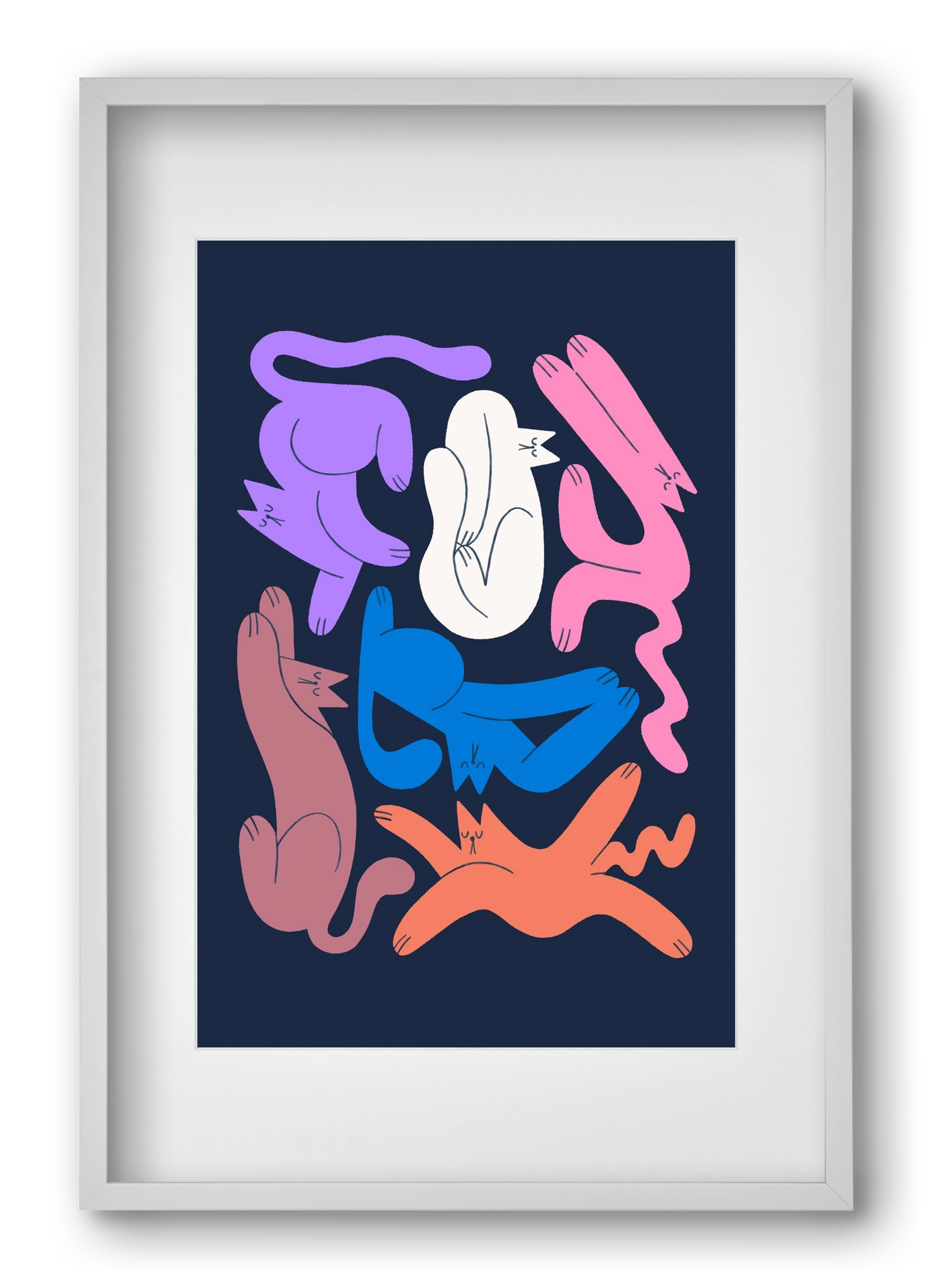 Funky Cats, 40x60 cm (30x45 cm), Fehér keret, paszpartuval