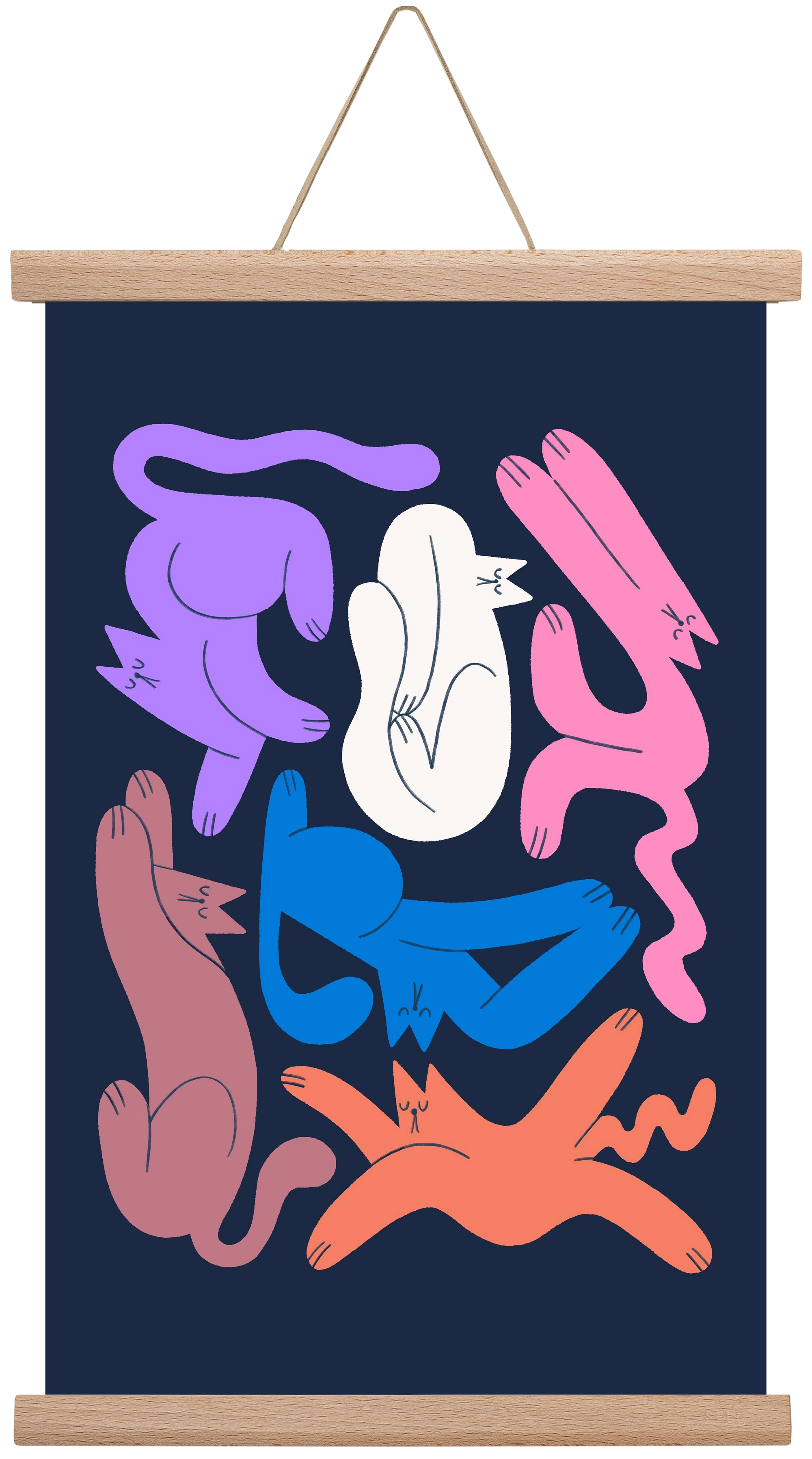 Funky Cats, 30x45 cm (30x45 cm), Tölgy akasztó