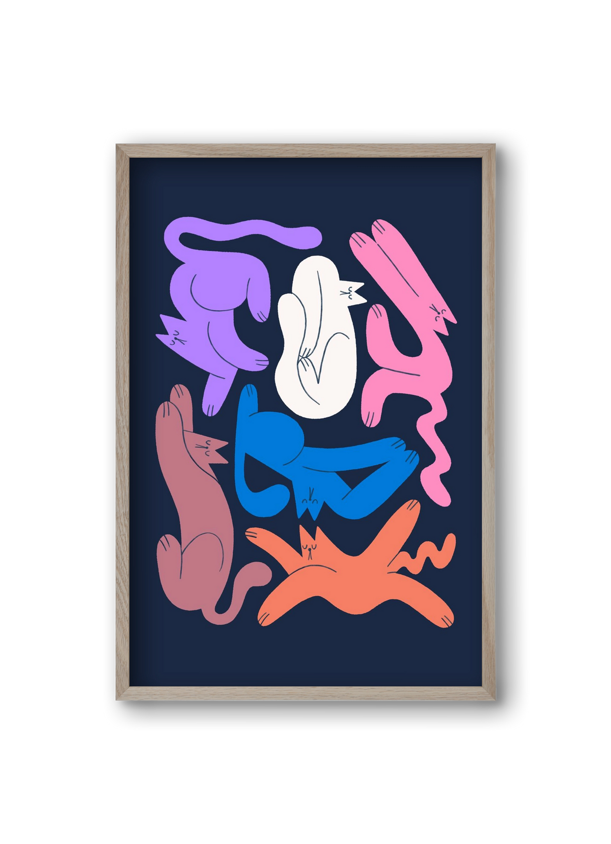 Funky Cats, 20x30 cm (20x30 cm), Tölgy keret